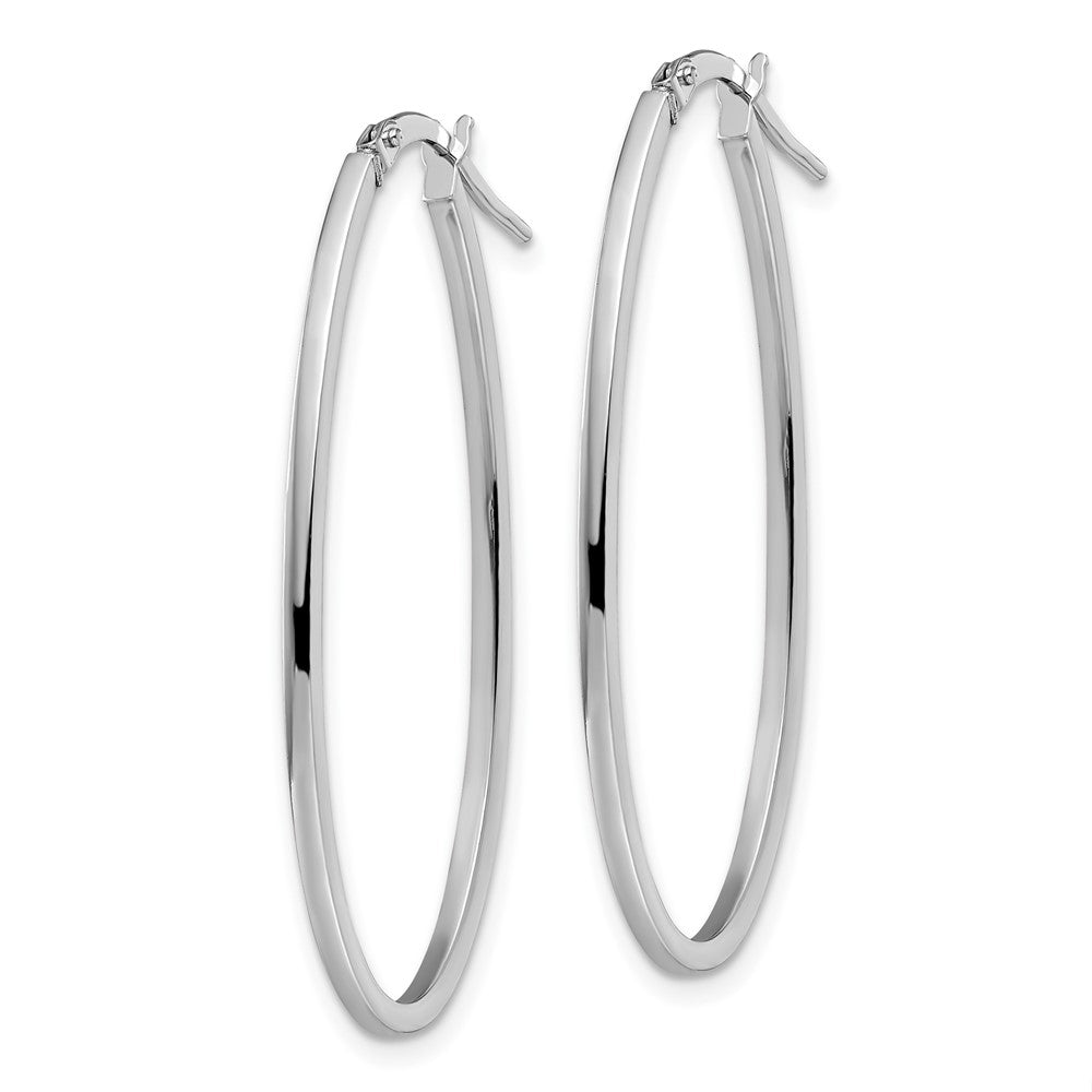 14K White Gold Polished Oval Hoop Earrings