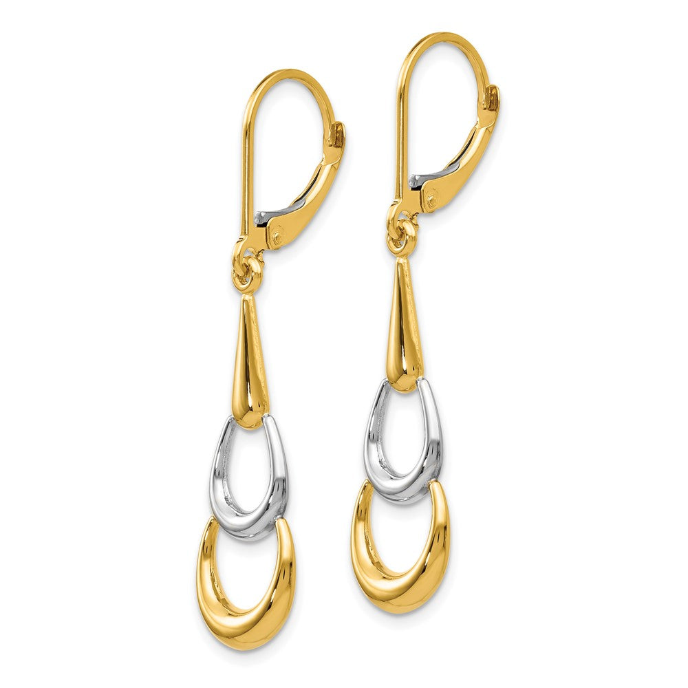 14K Two-Tone Polished Leverback Earrings