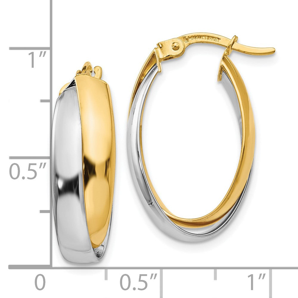 14K Two-tone Polished Double Oval Hoop Earrings