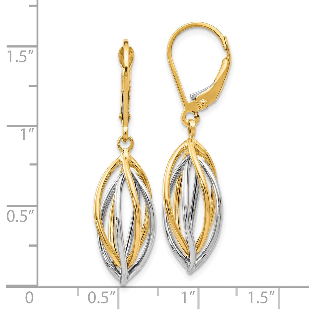 14K Two-tone Polished Leverback Earrings