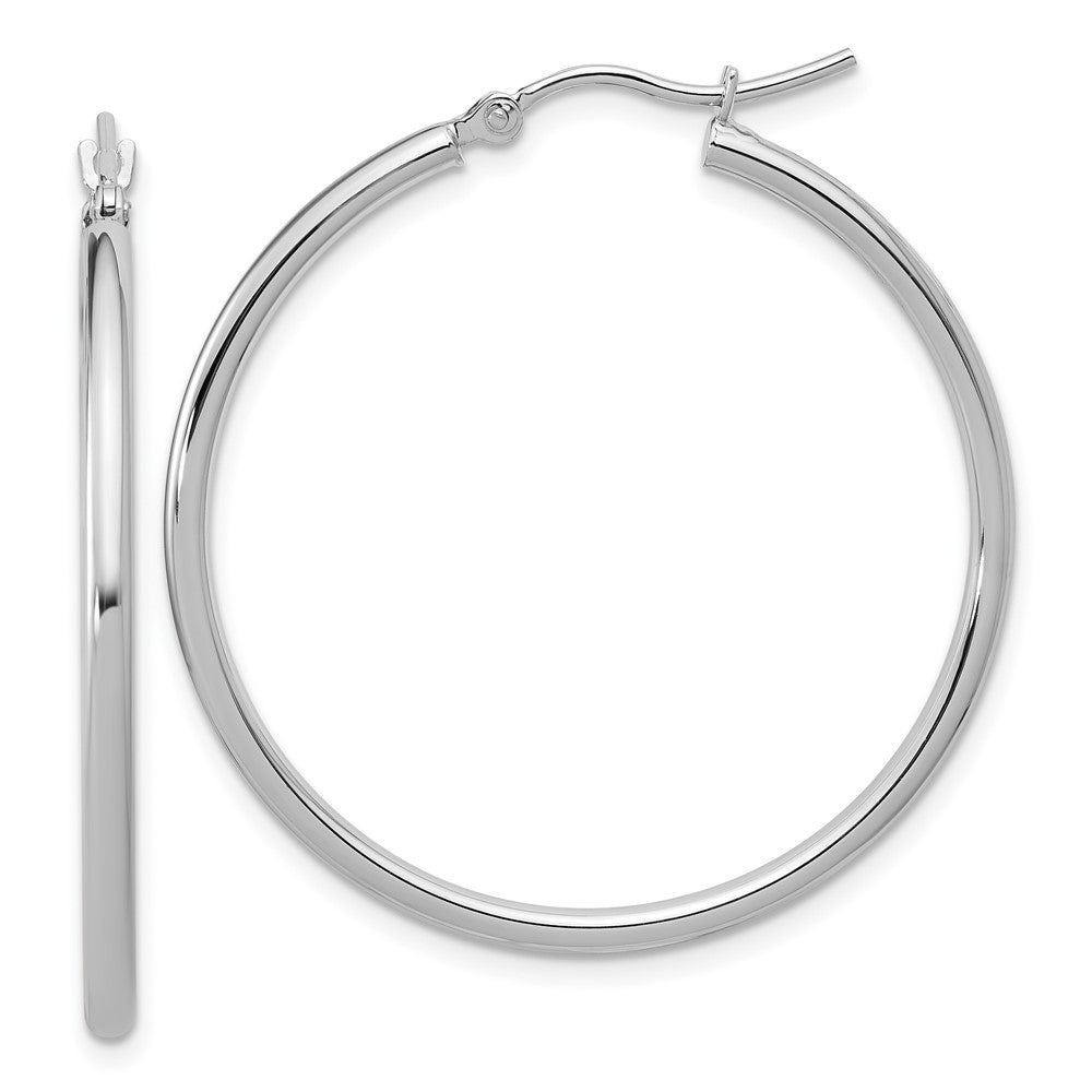14K White Gold 2X35Mm Hoop Earrings