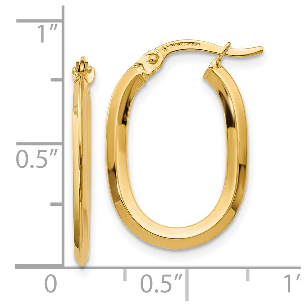 14K Polished Oval Hinged Hoop Earrings