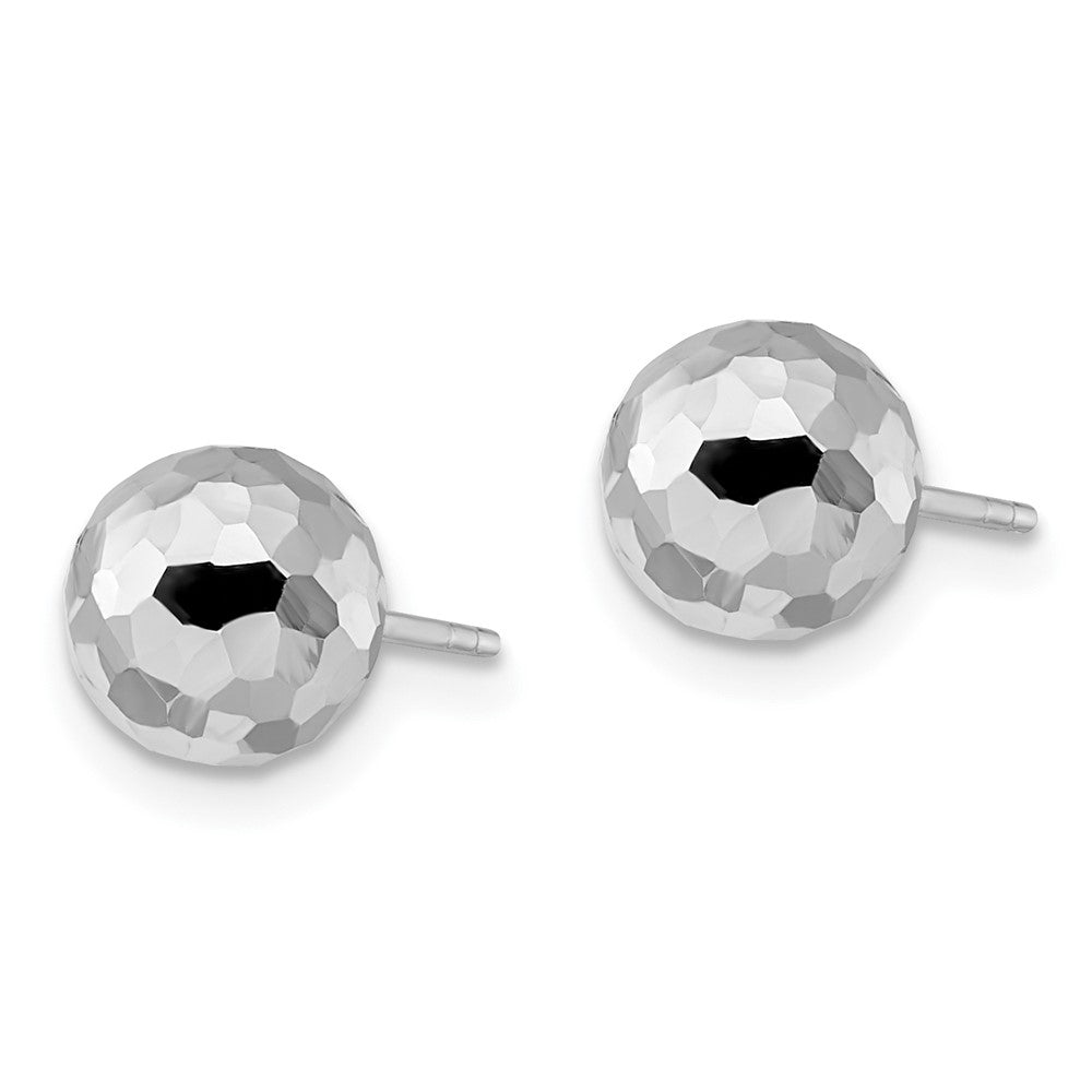 14K White Gold Polished Faceted Post Earrings