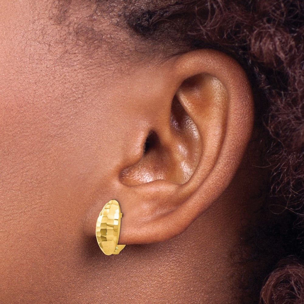 14K Polished and Hammered Hinged Post Earrings