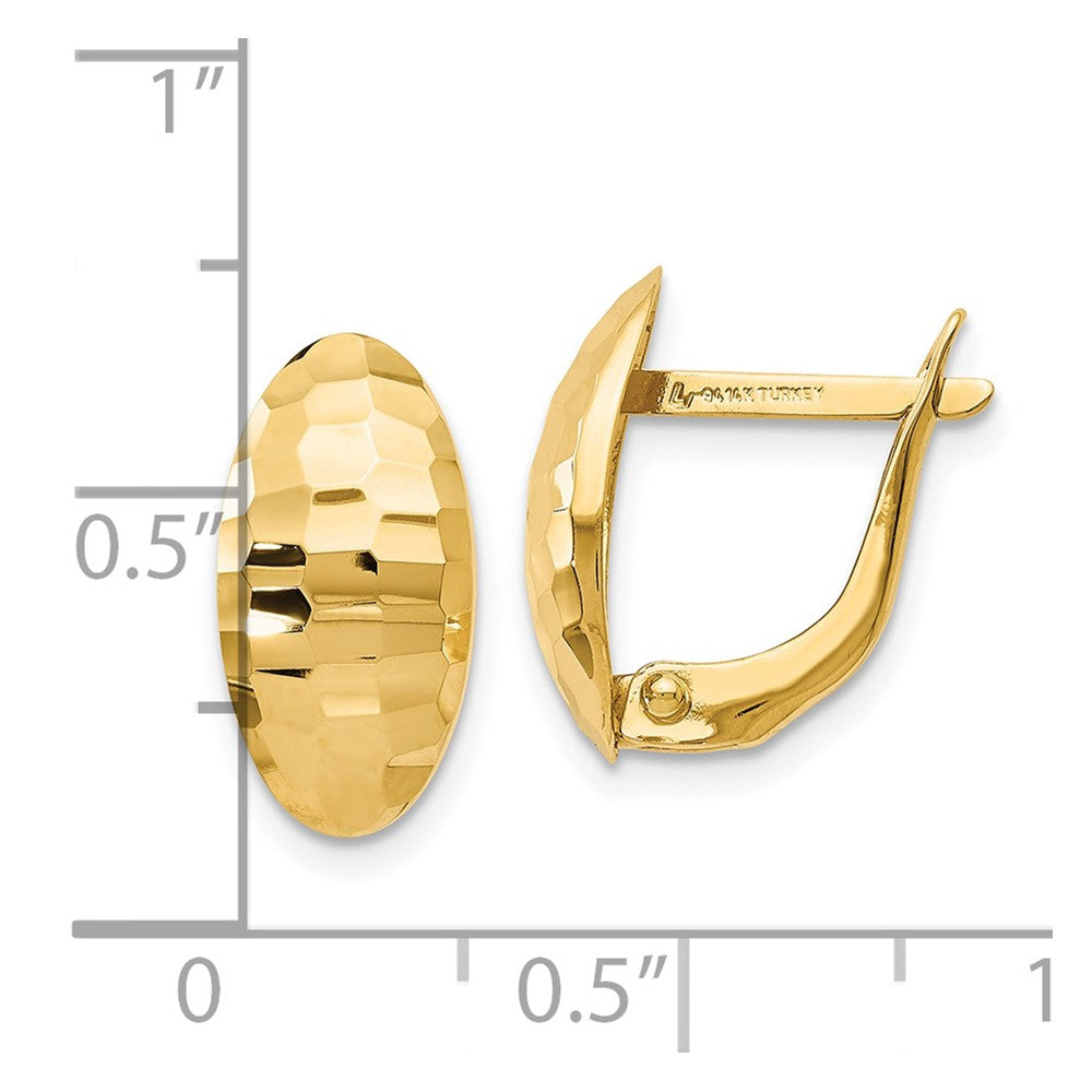 14K Polished and Hammered Hinged Post Earrings