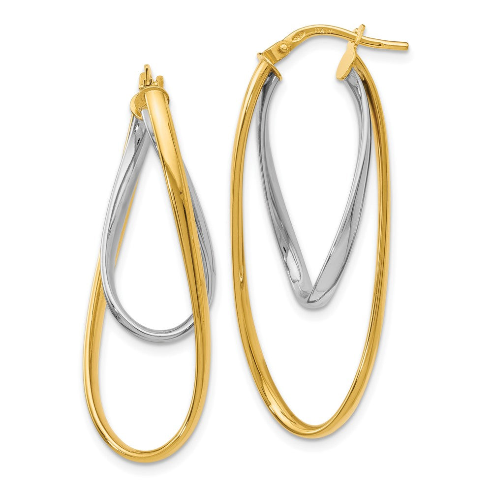 14K Two-Tone Polished Hoop Earrings