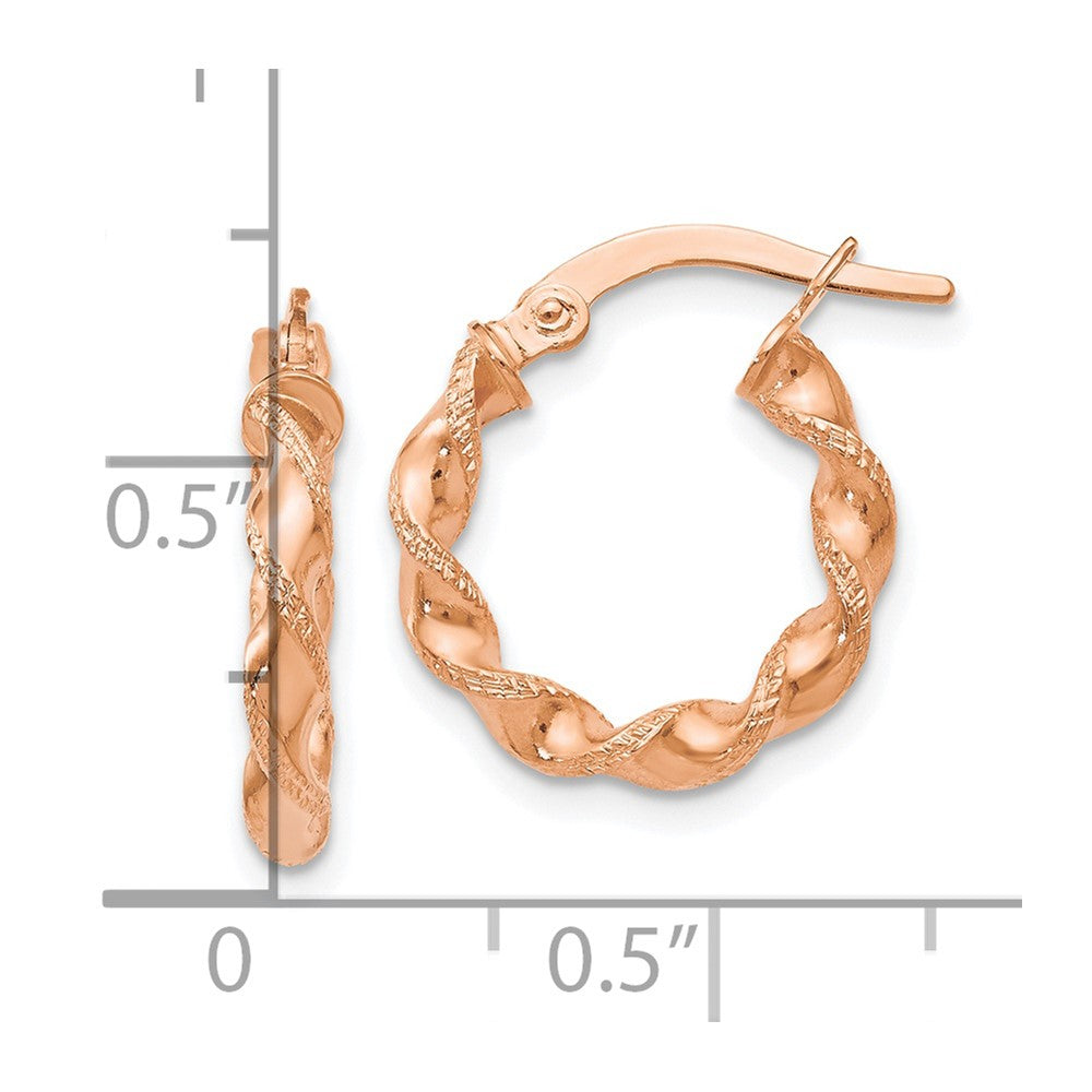 14K Rose Gold Twisted Hoop Earrings