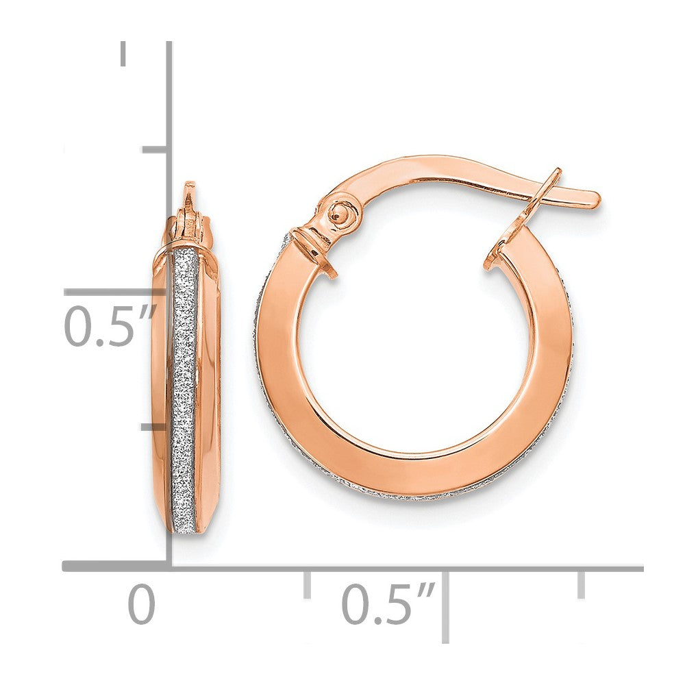 14K Rose Gold Polished Glimmer Infused Hoop Earrings