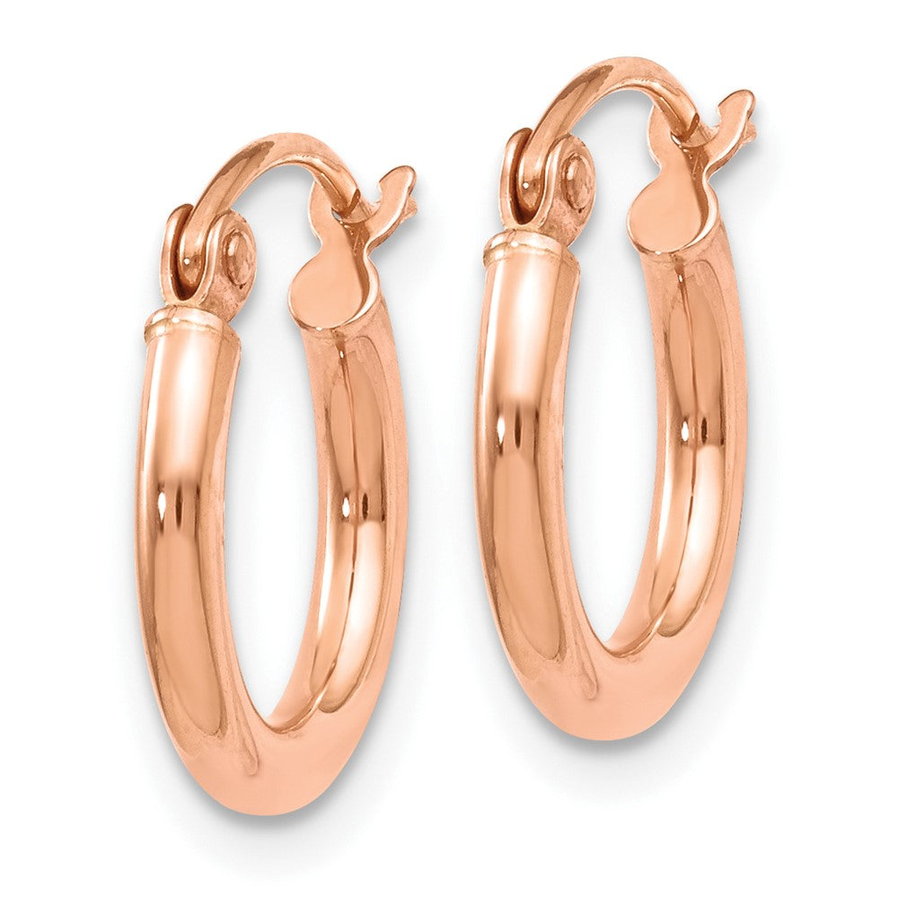 14K Rose Gold 2x12mm Polished Hoop Earrings