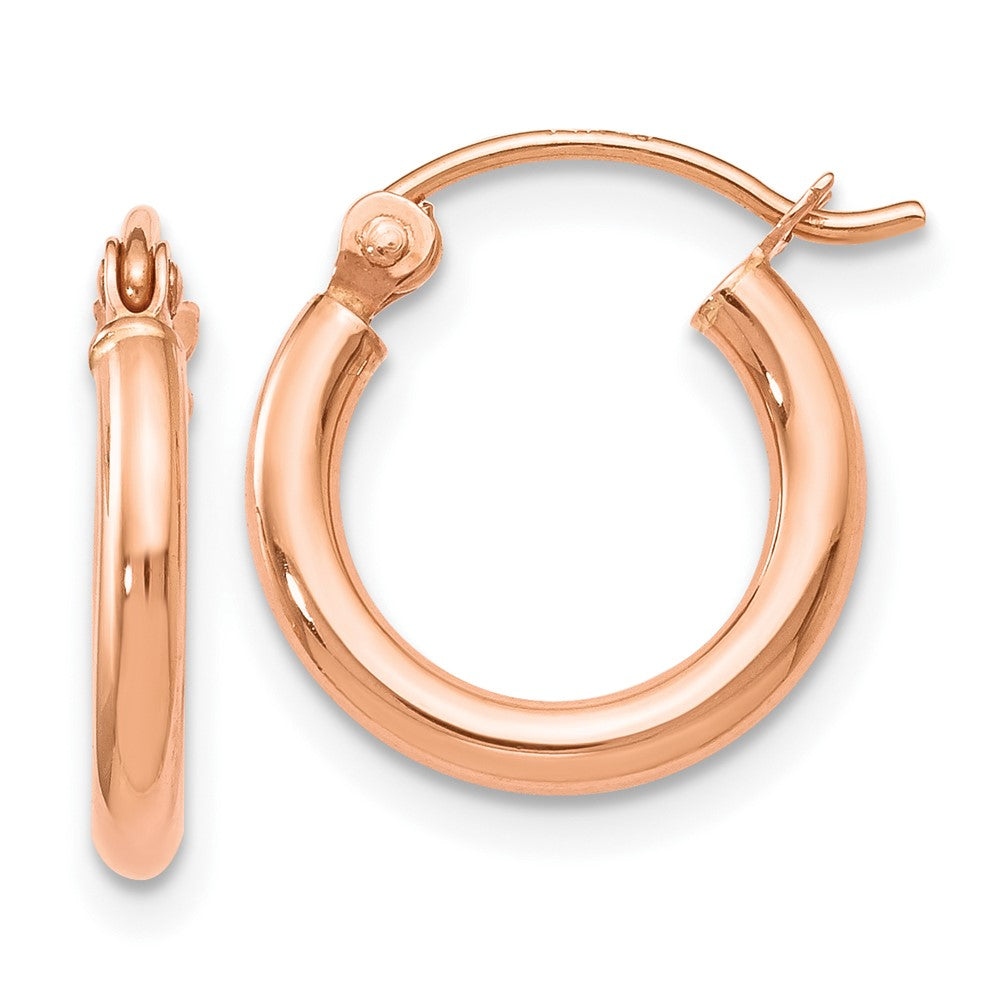 14K Rose Gold 2x12mm Polished Hoop Earrings