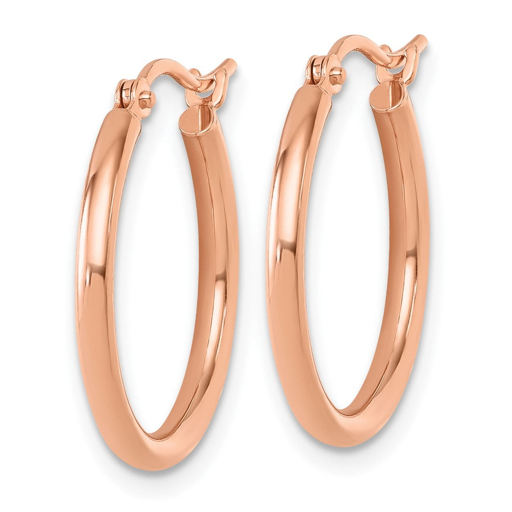 14K Rose Gold 2x20mm Polished Hoop Earrings
