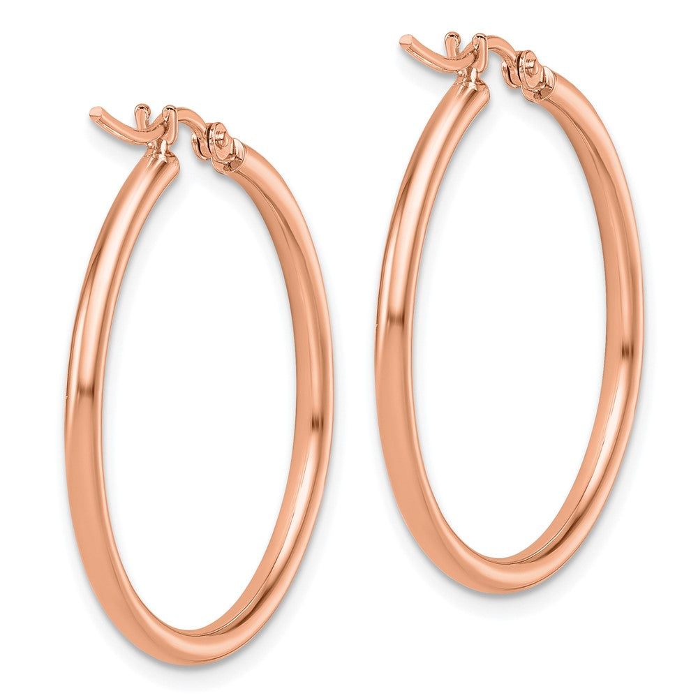14K Rose Gold 2x30mm Polished Hoop Earrings