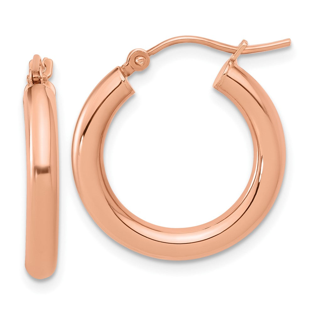 14K Rose Gold 3mm Polished Hoop Earrings