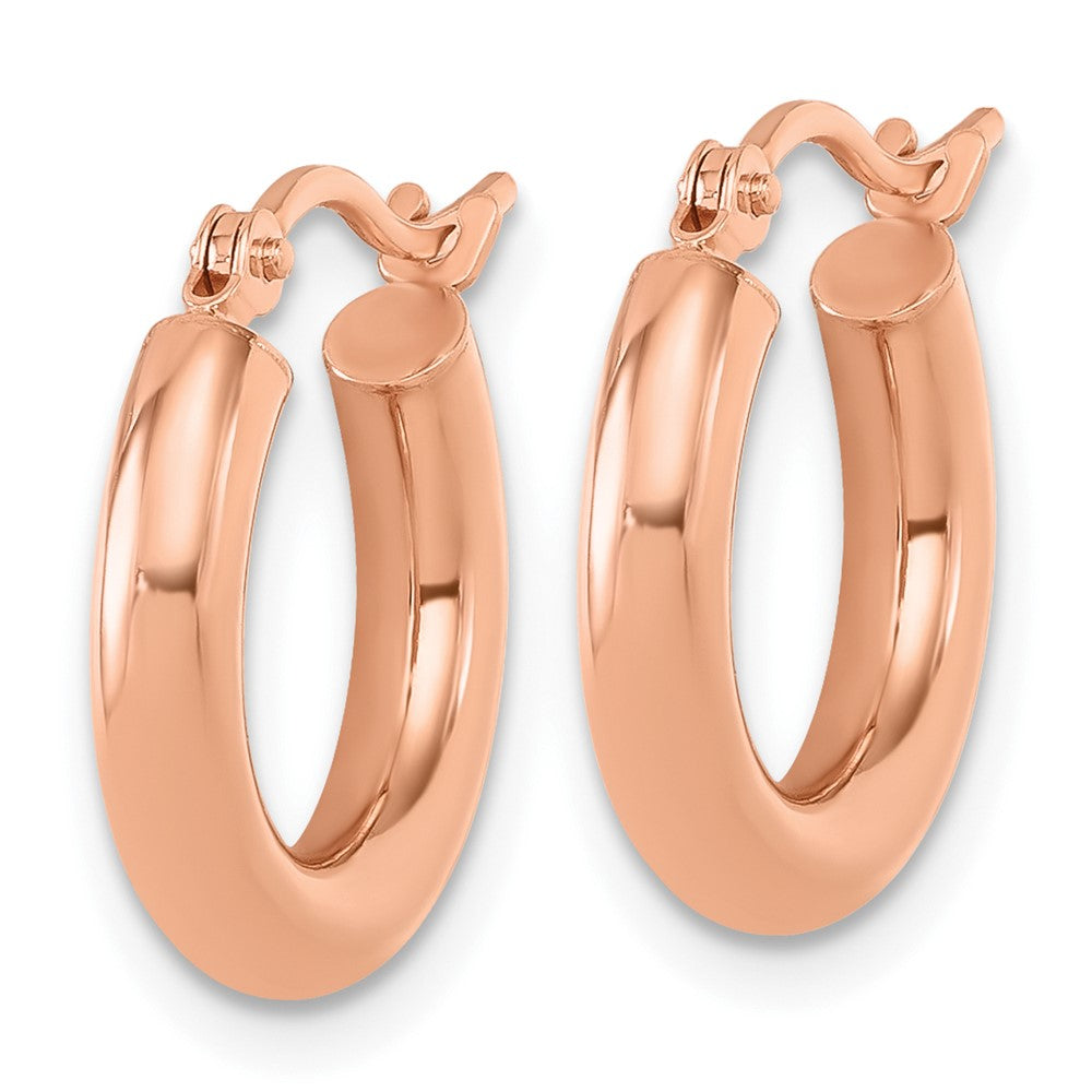 14K Rose Gold 3mm Polished Hoop Earrings