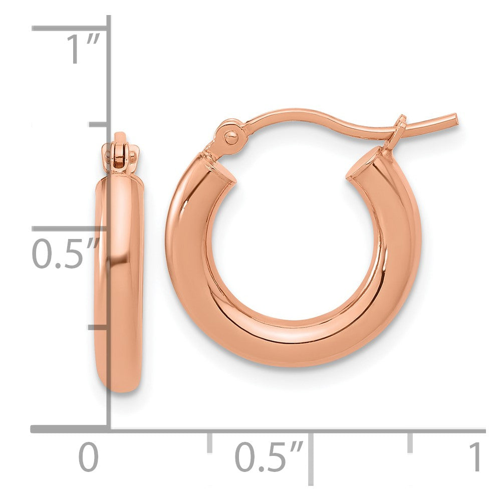 14K Rose Gold 3mm Polished Hoop Earrings