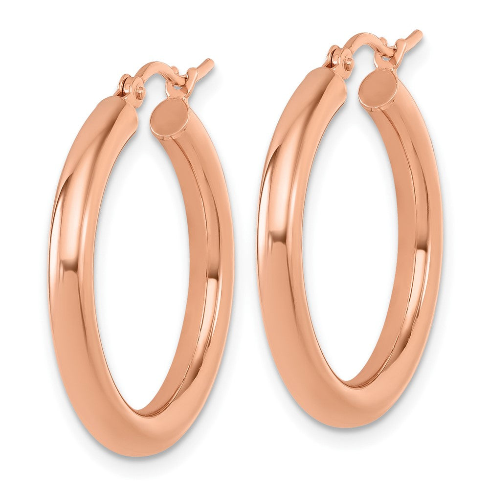14K Rose Gold 3mm Polished Hoop Earrings