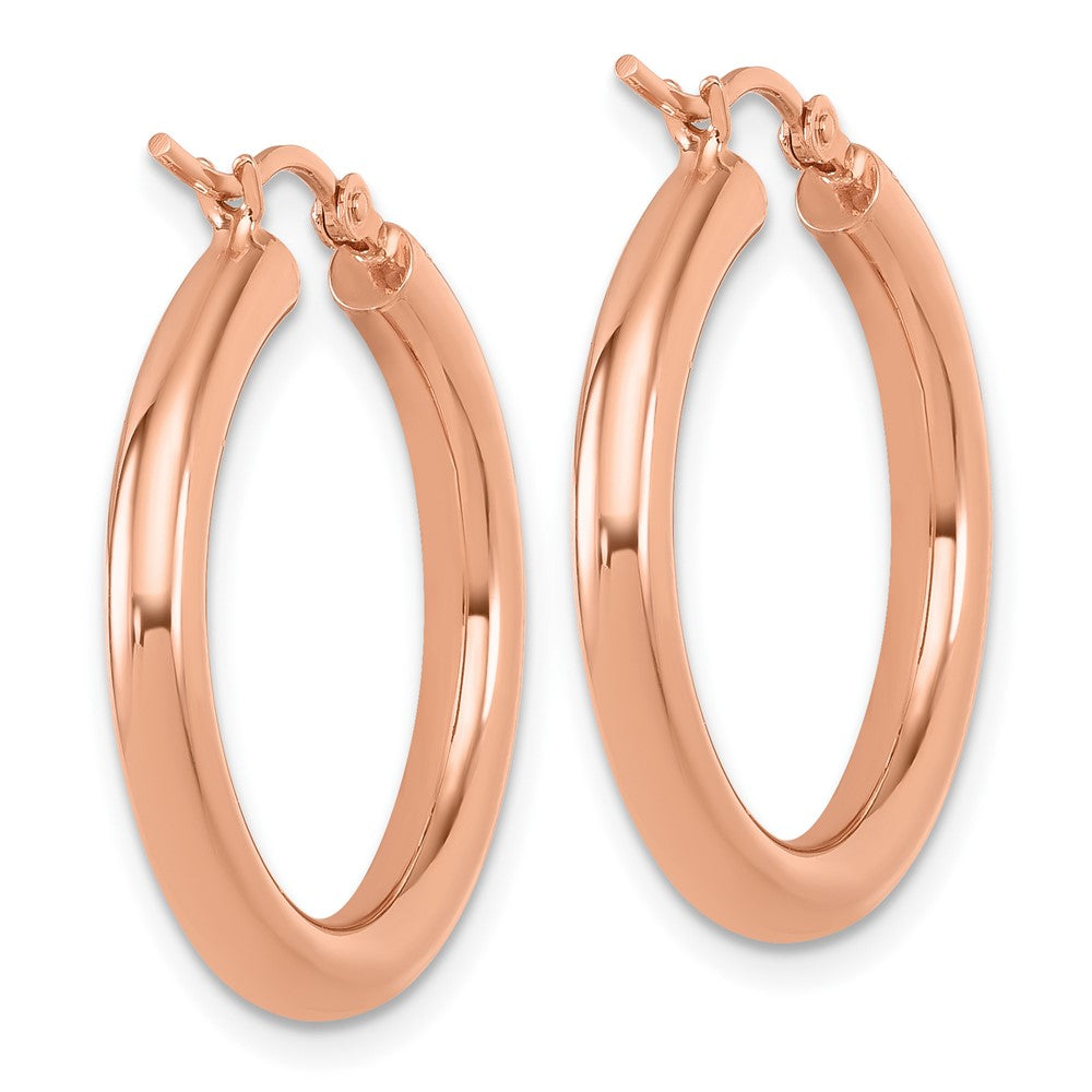 14K Rose Gold 3mm Polished Hoop Earrings
