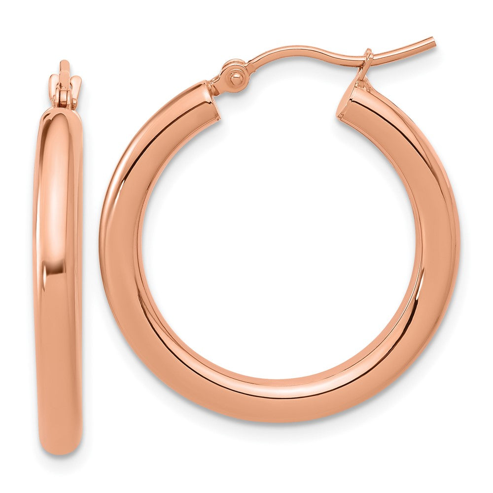 14K Rose Gold 3mm Polished Hoop Earrings