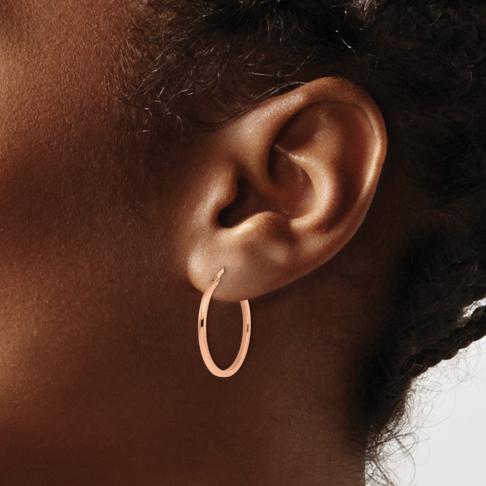 14K Rose Gold Polished Hoop Earrings
