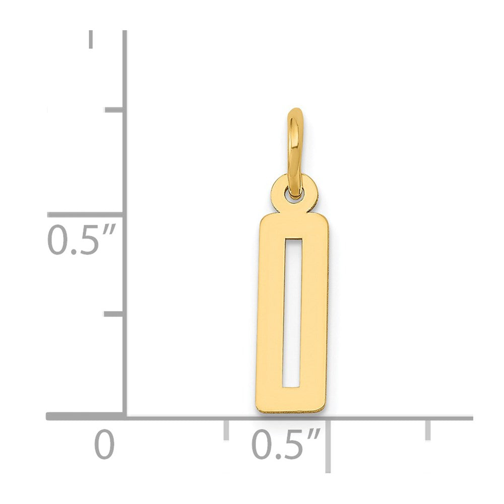 14k Small Elongated Number 0 Charm
