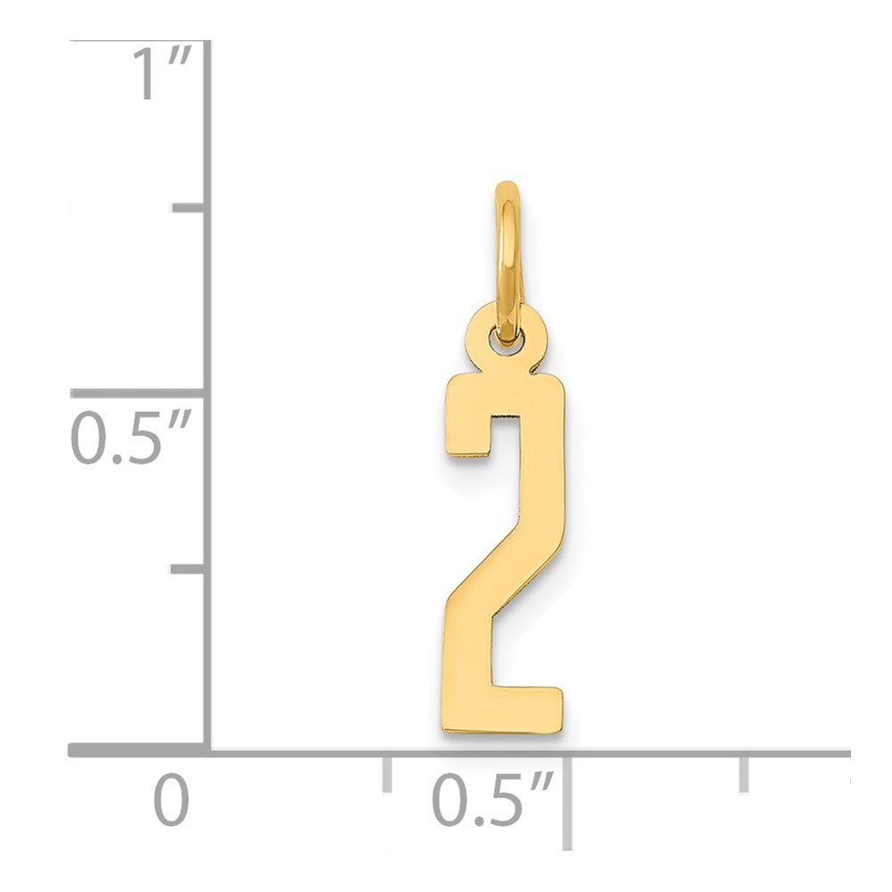 14k Small Elongated Number 2 Charm