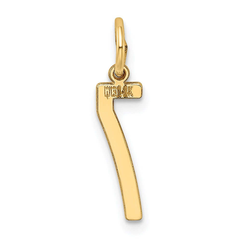 14k Small Elongated Number 7 Charm