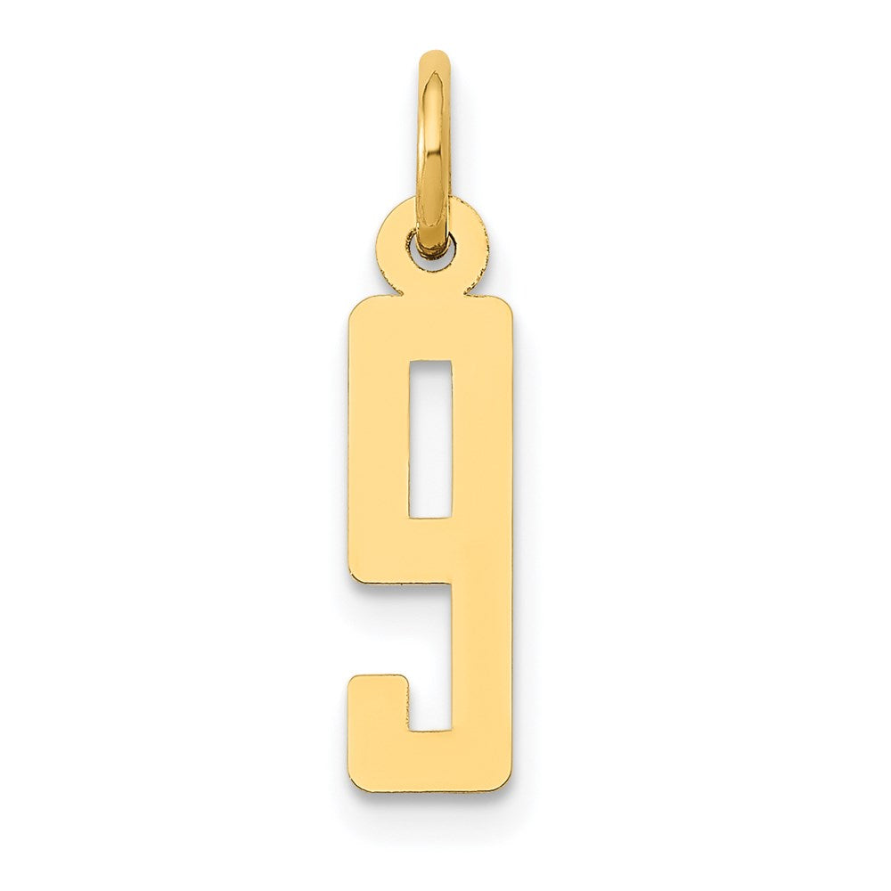 14k Small Elongated Number 9 Charm
