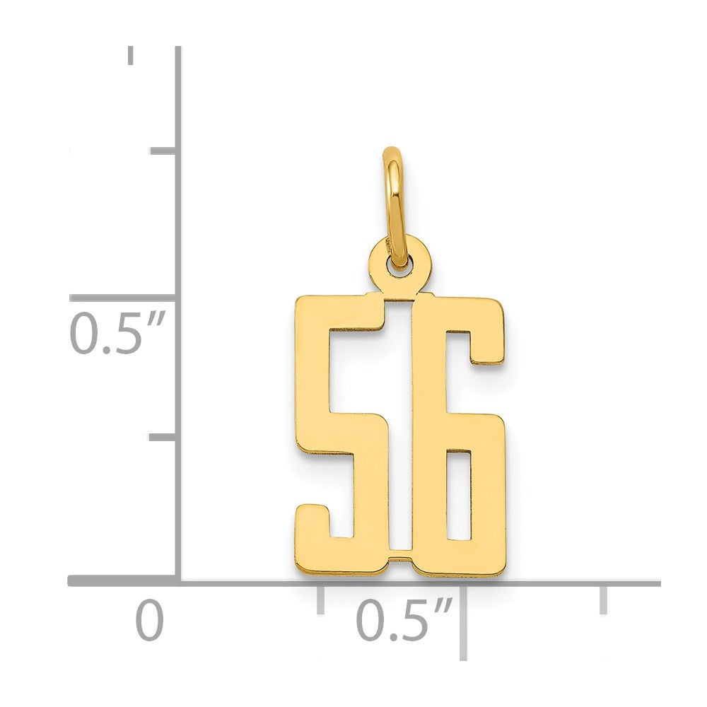 14k Small Elongated Number 56 Charm