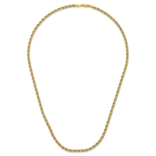 14k Two Tone Diamond Cut Rope 2MM Chains