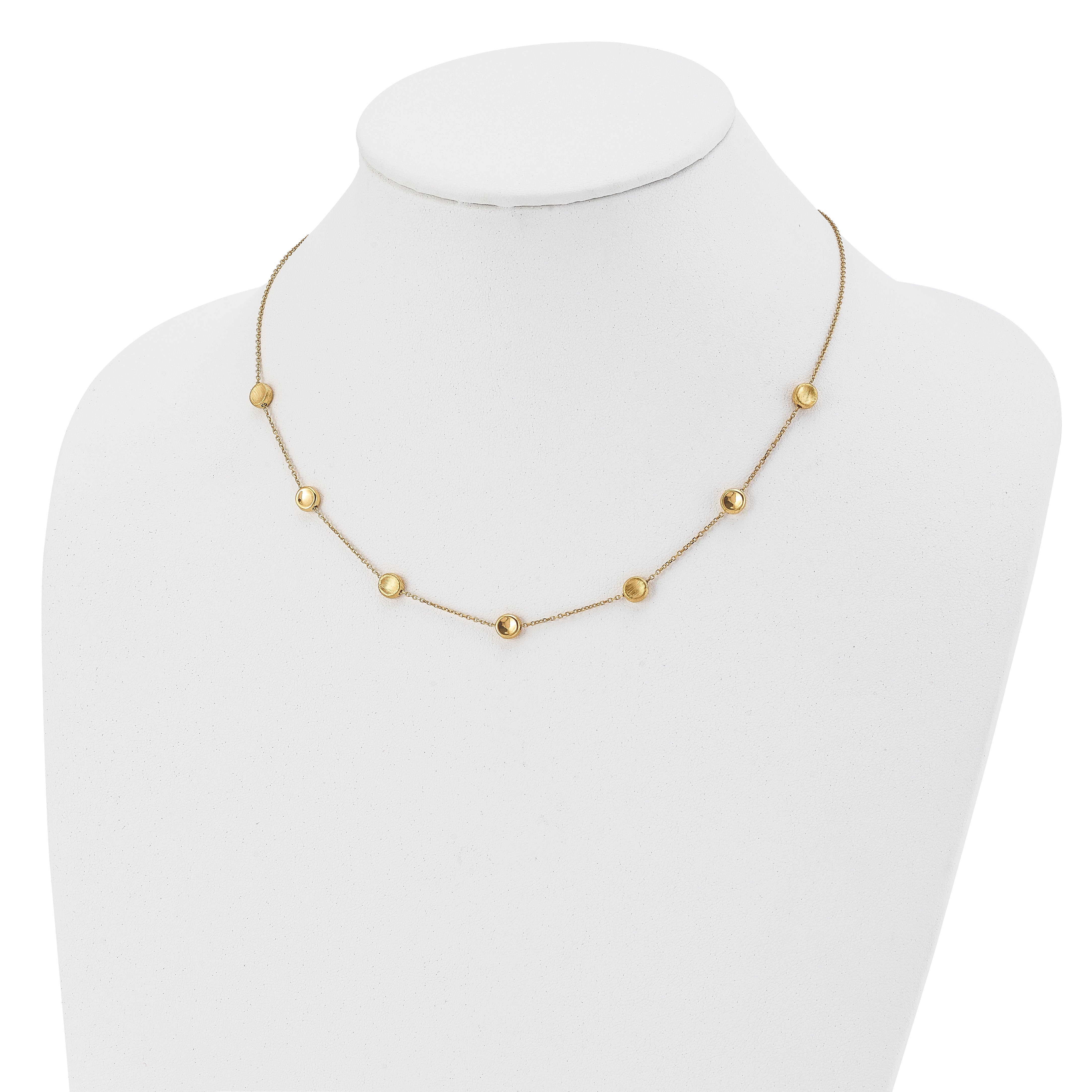 14K Polished and Satin Beaded Necklace