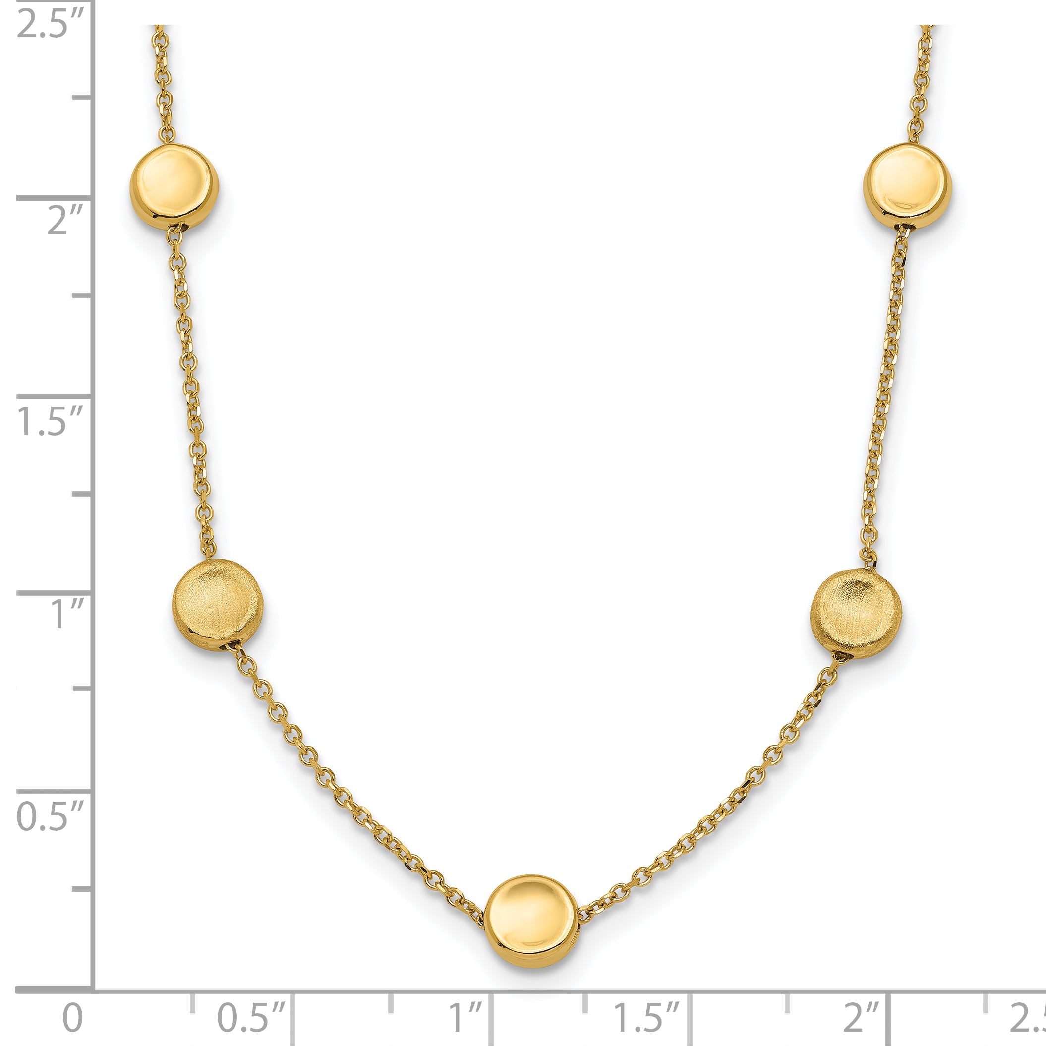 14K Polished and Satin Beaded Necklace