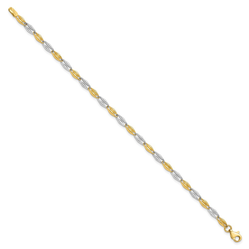 14K Two-tone Polished Fancy Link Bracelet
