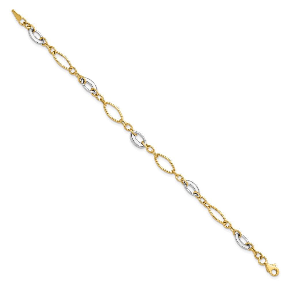 14K Two-tone Polished Fancy Link Bracelet