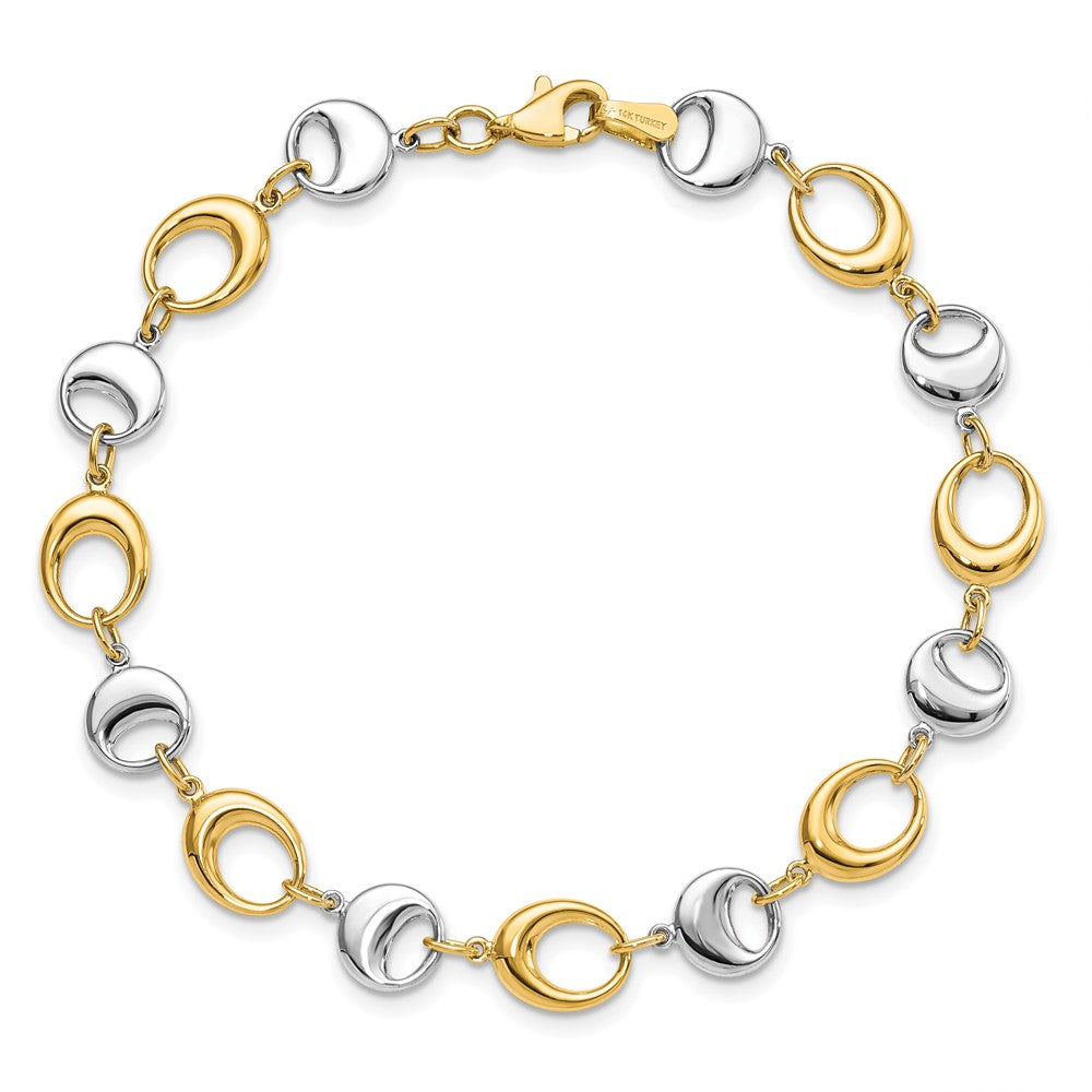14K Two-tone Polished Link Bracelet