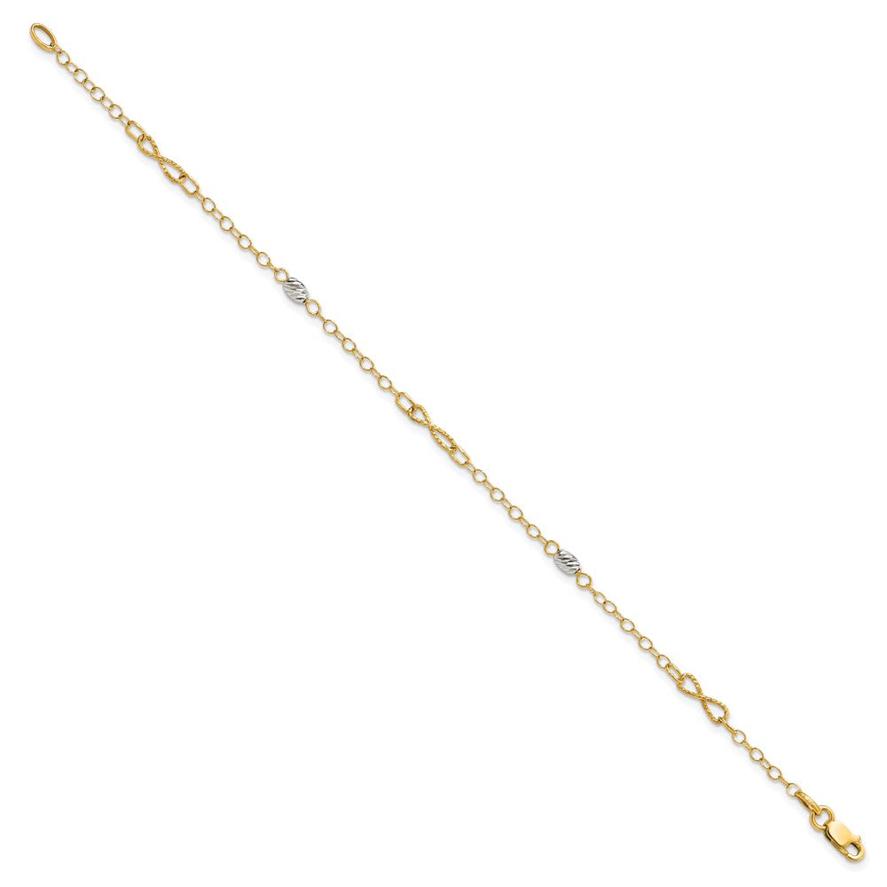 14K Two-tone Polished and D/C Bracelet