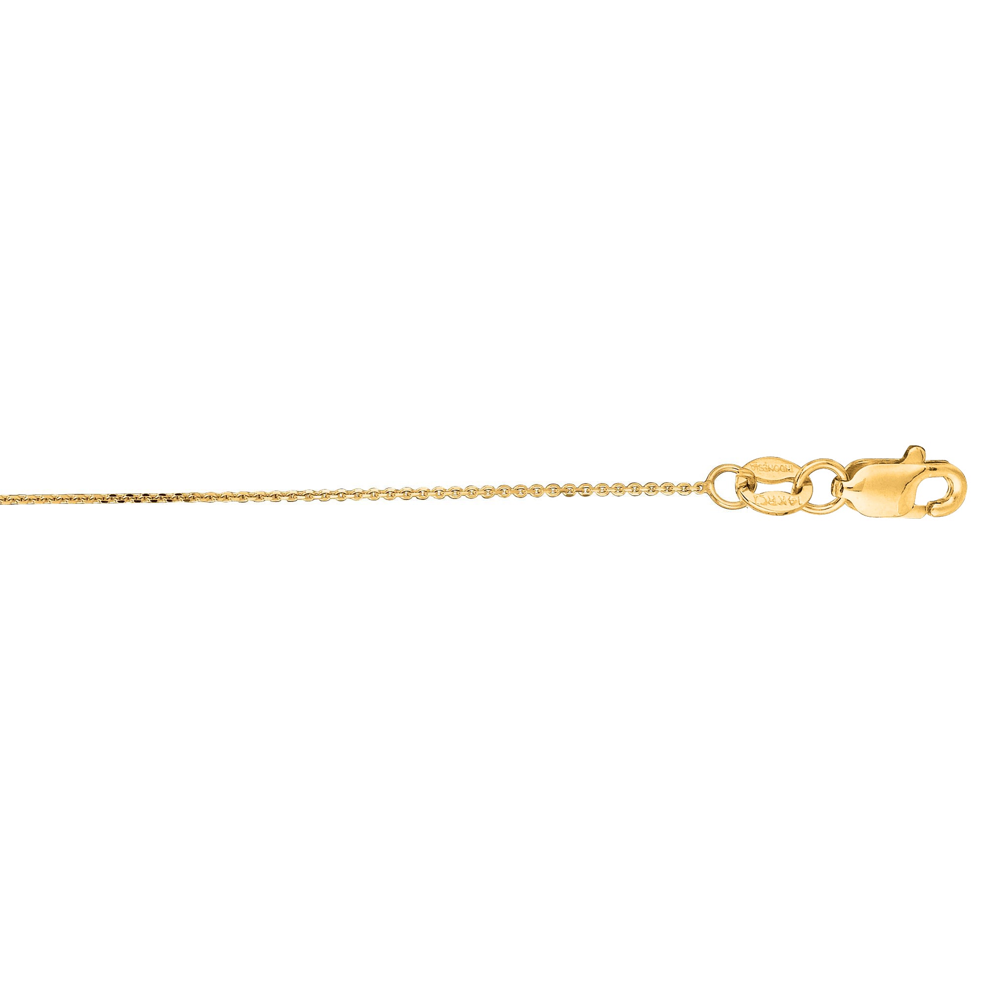 14K Yellow Gold 0.5mm Diamond Cut Flat Cable 18" Chain with Lobster Lock