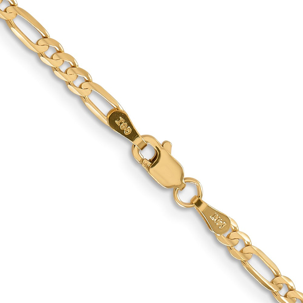 14K 18 inch 3mm Concave Open Figaro with Lobster Clasp Chain