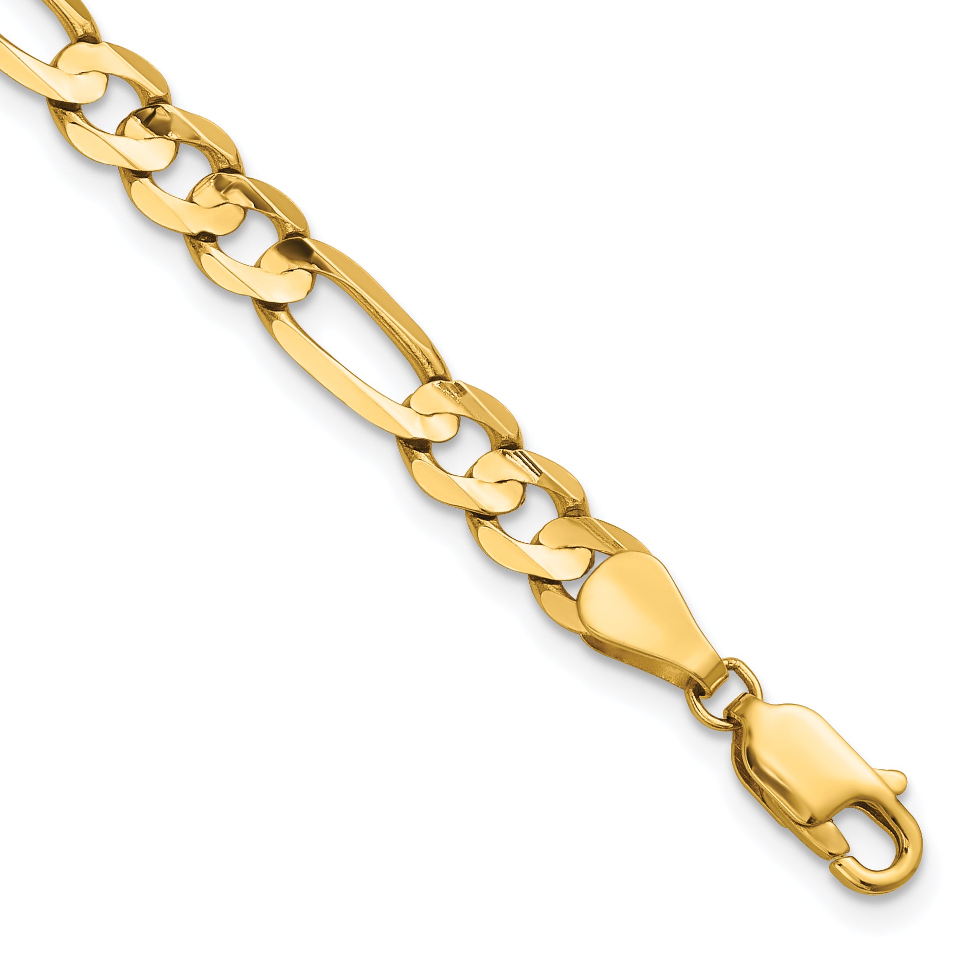 14K 8 inch 5.5mm Concave Open Figaro with Lobster Clasp Bracelet