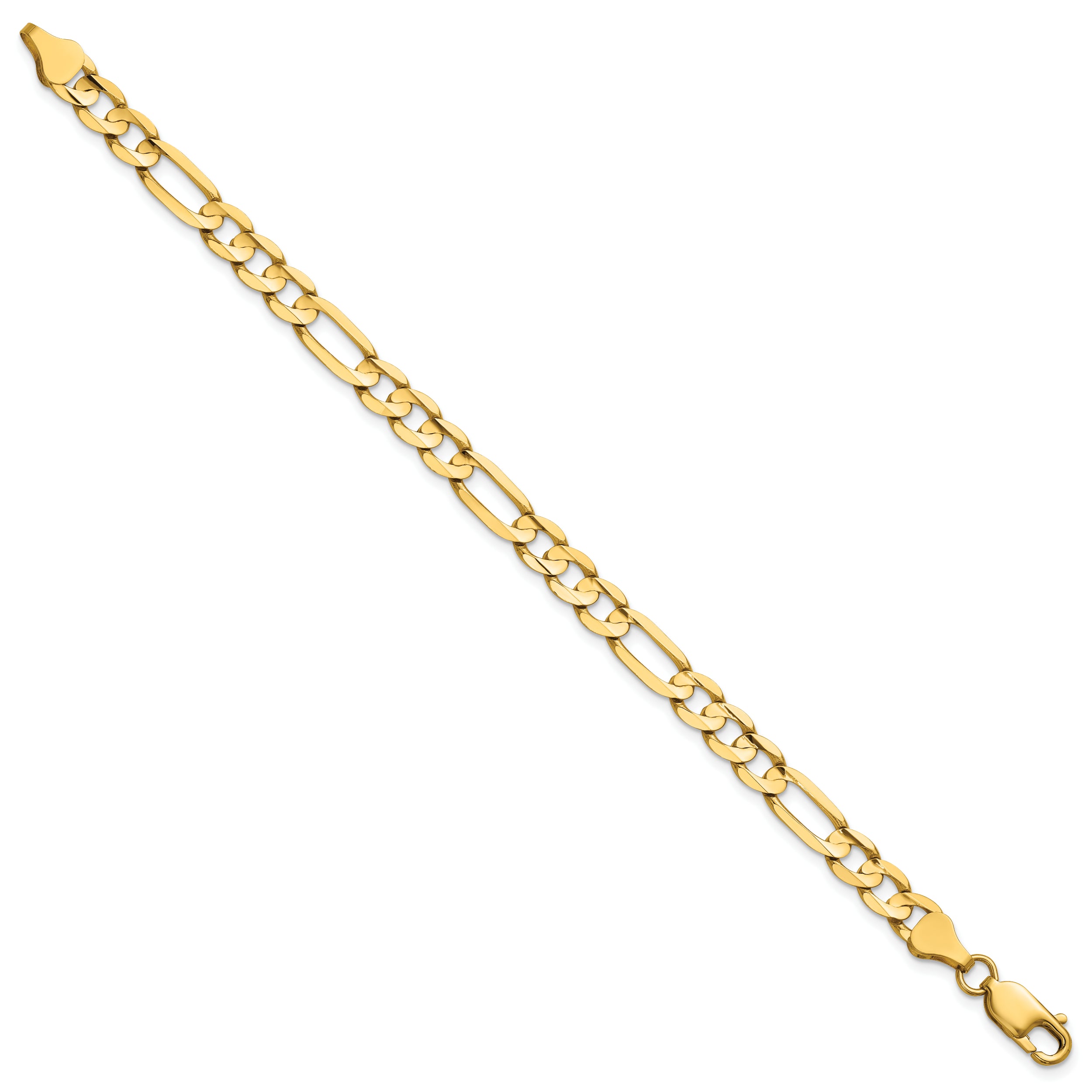 14K 7 inch 6mm Concave Open Figaro with Lobster Clasp Bracelet