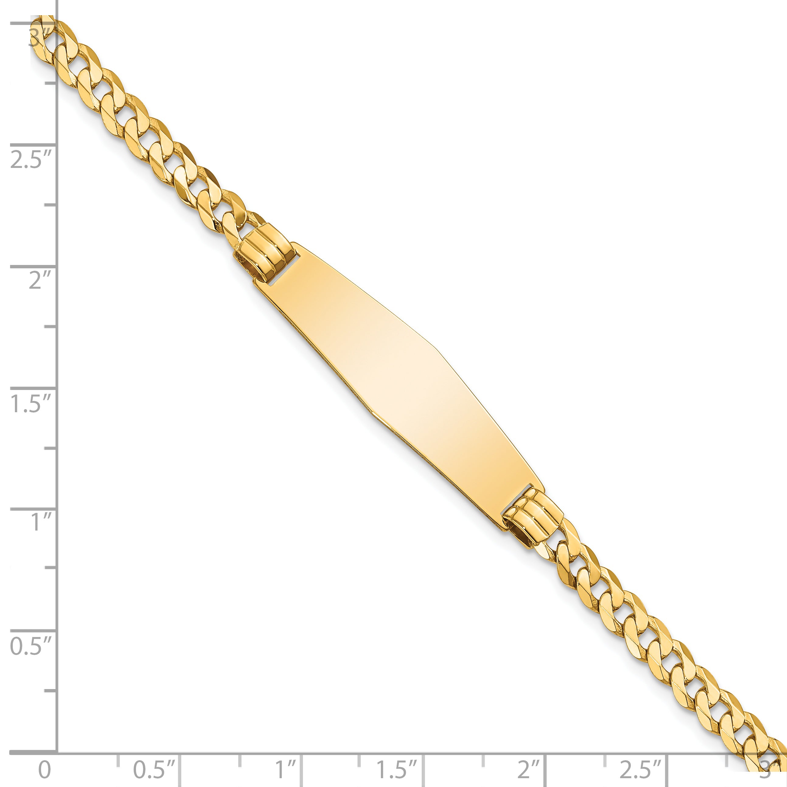 14K Curb Link Soft Diamond Shape Id Bracelet
