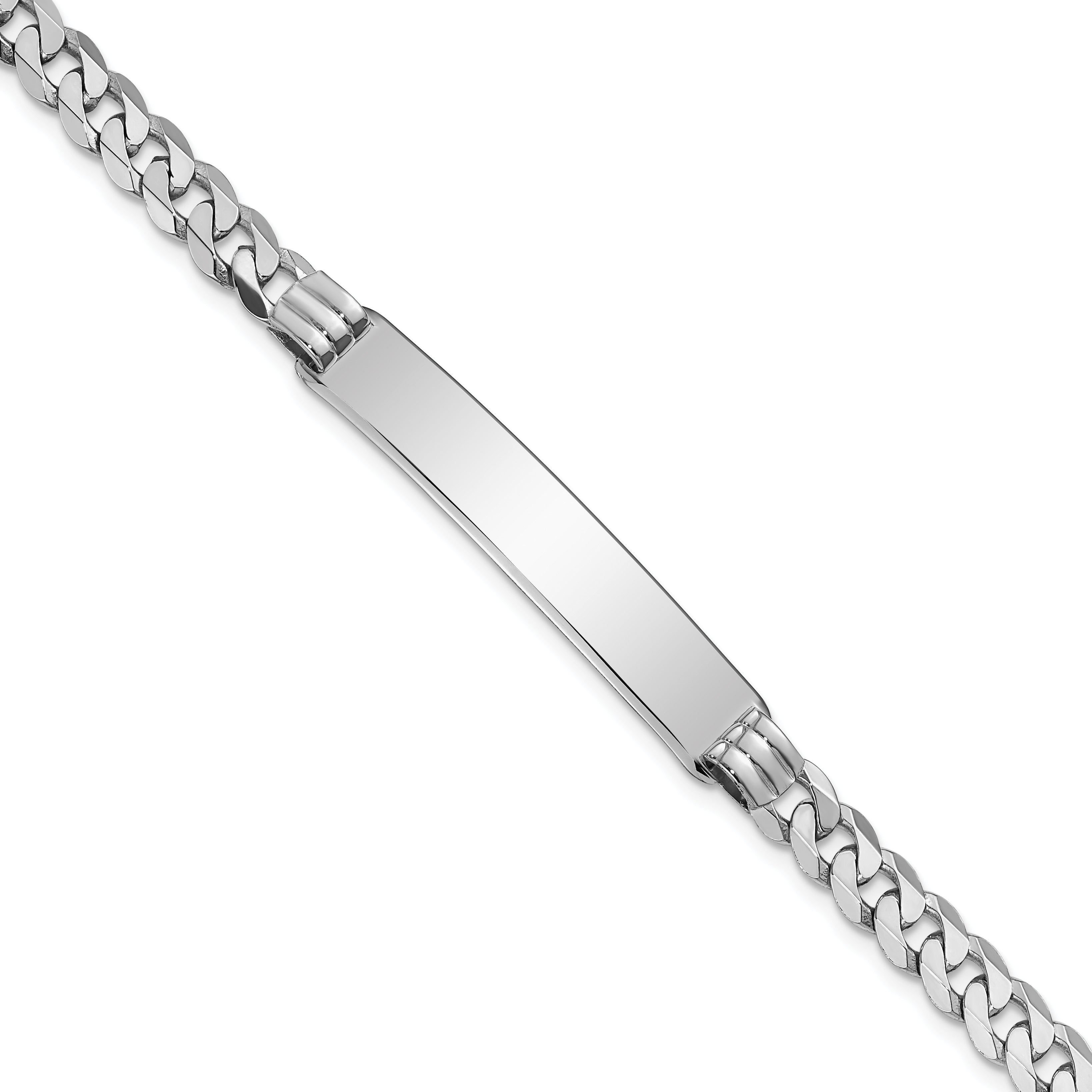 14K Wg Flat Curb Link Id Bracelet