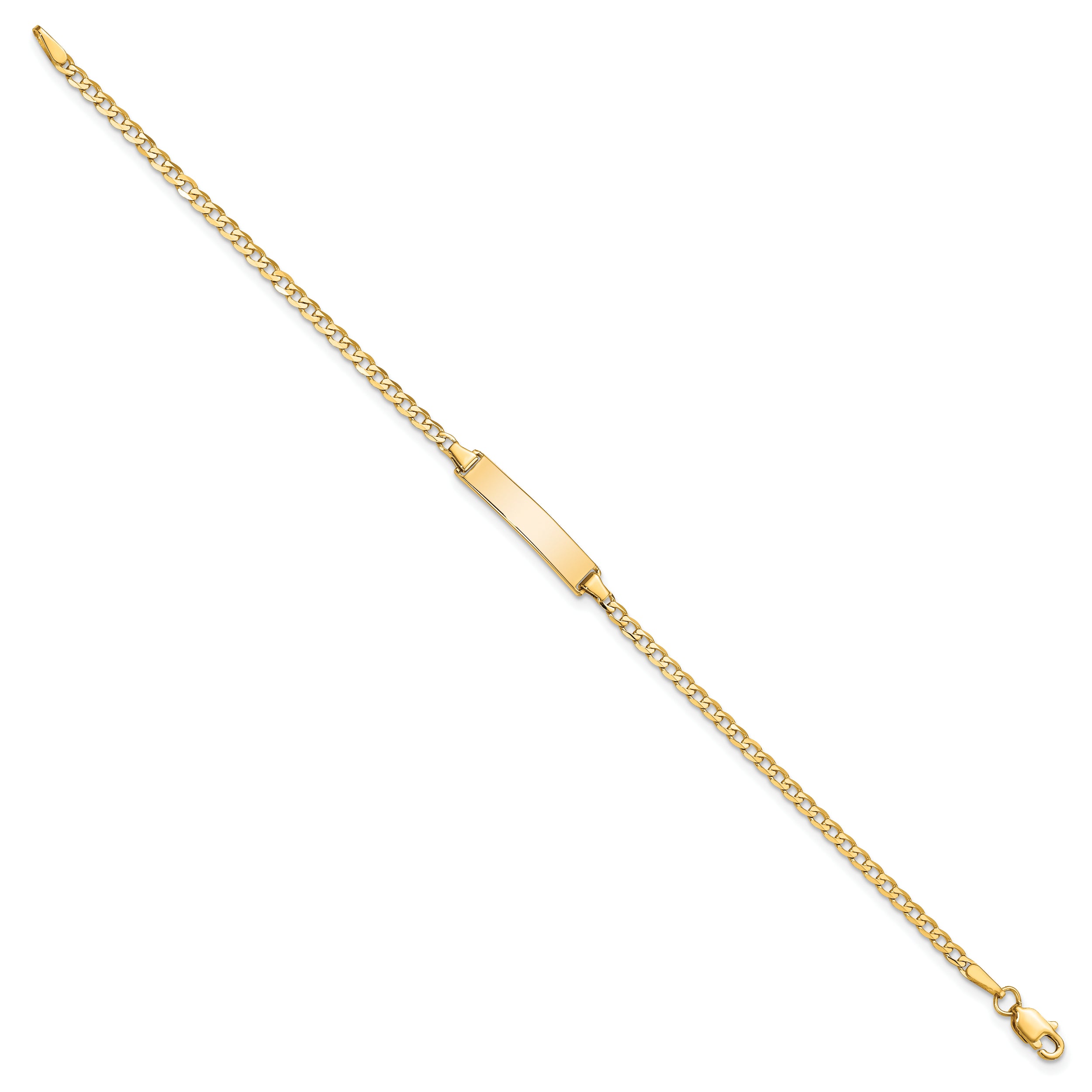 14K Flat Curb Link Id Bracelet