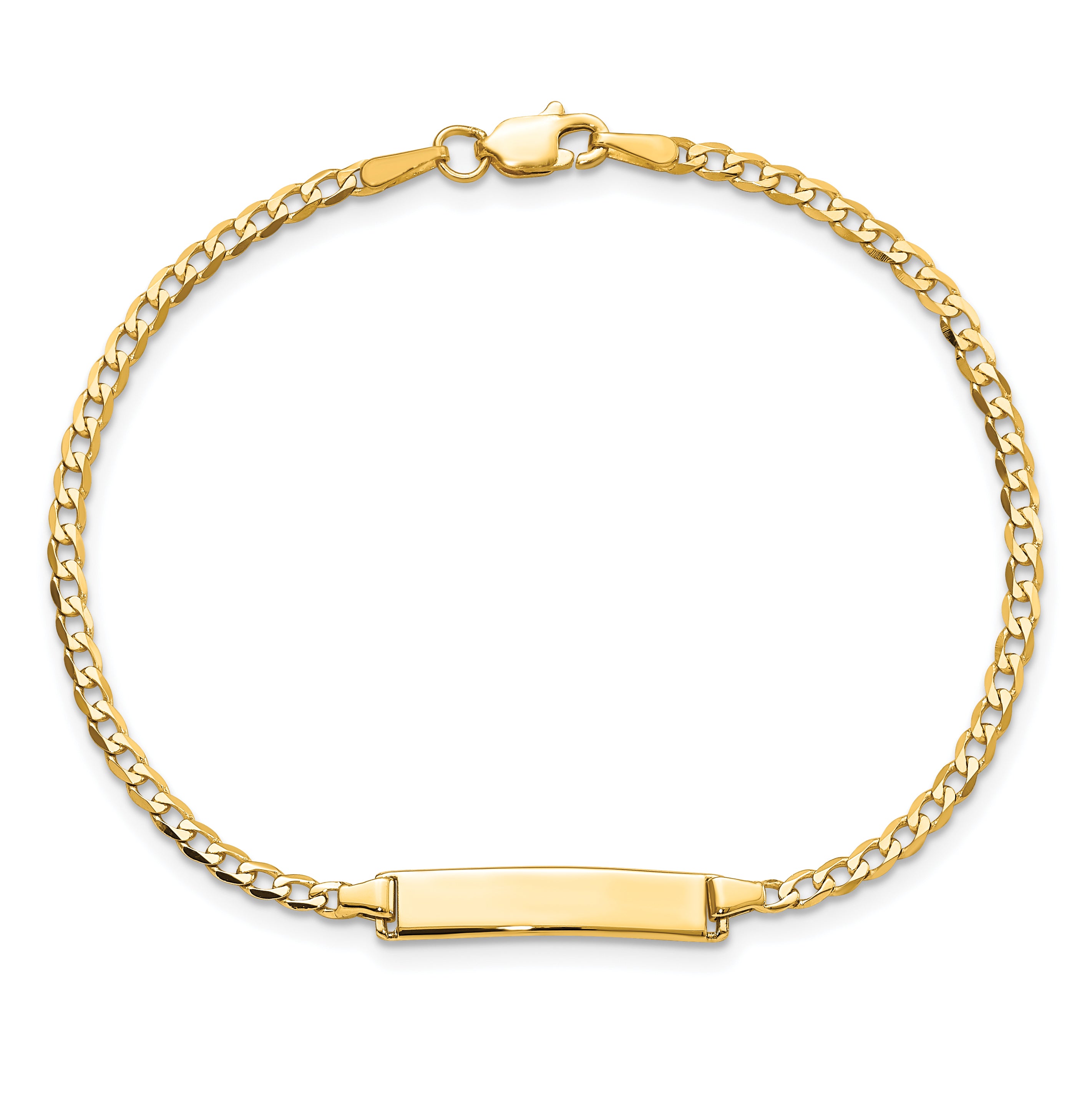 14K Flat Curb Link Id Bracelet