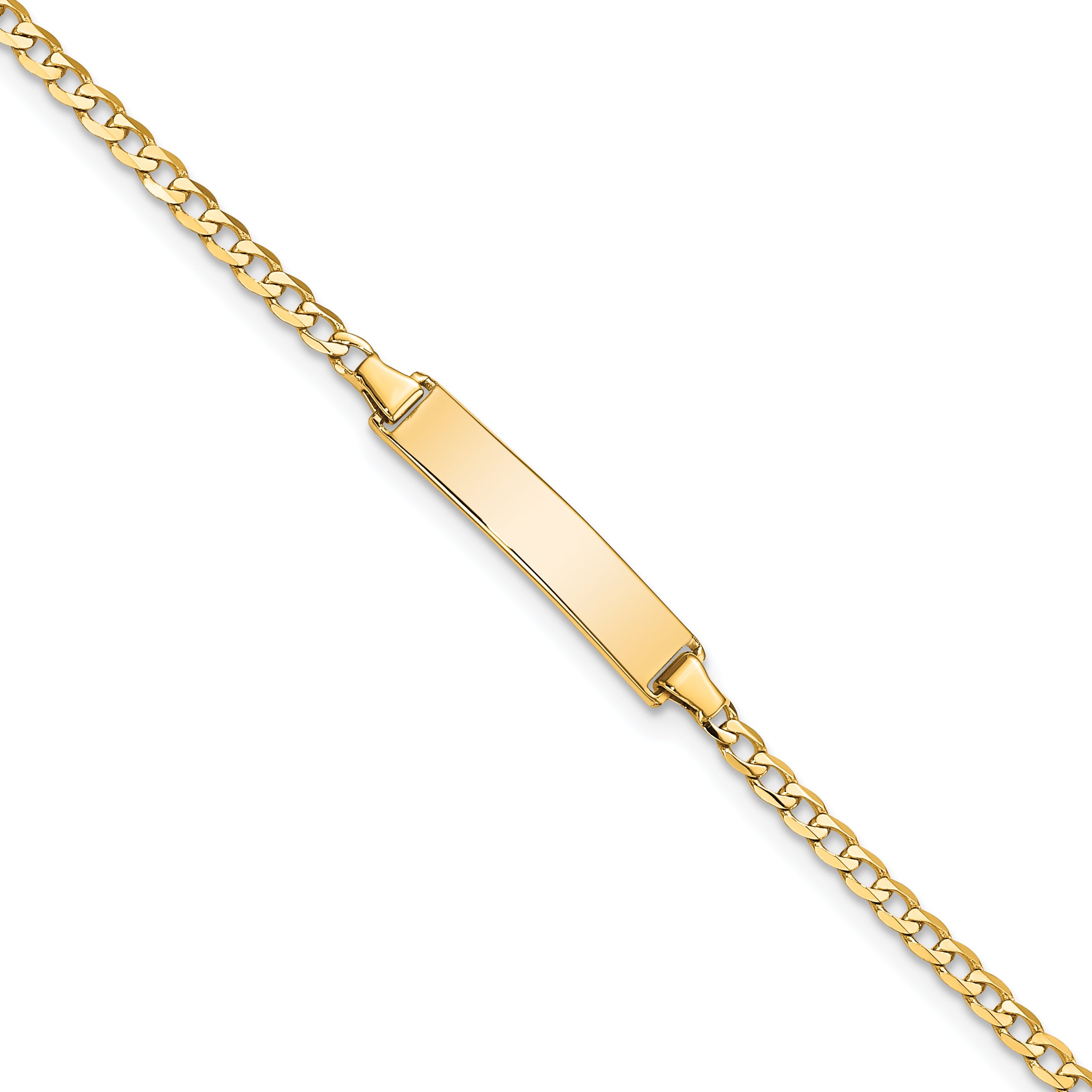 14K Flat Curb Link Id Bracelet