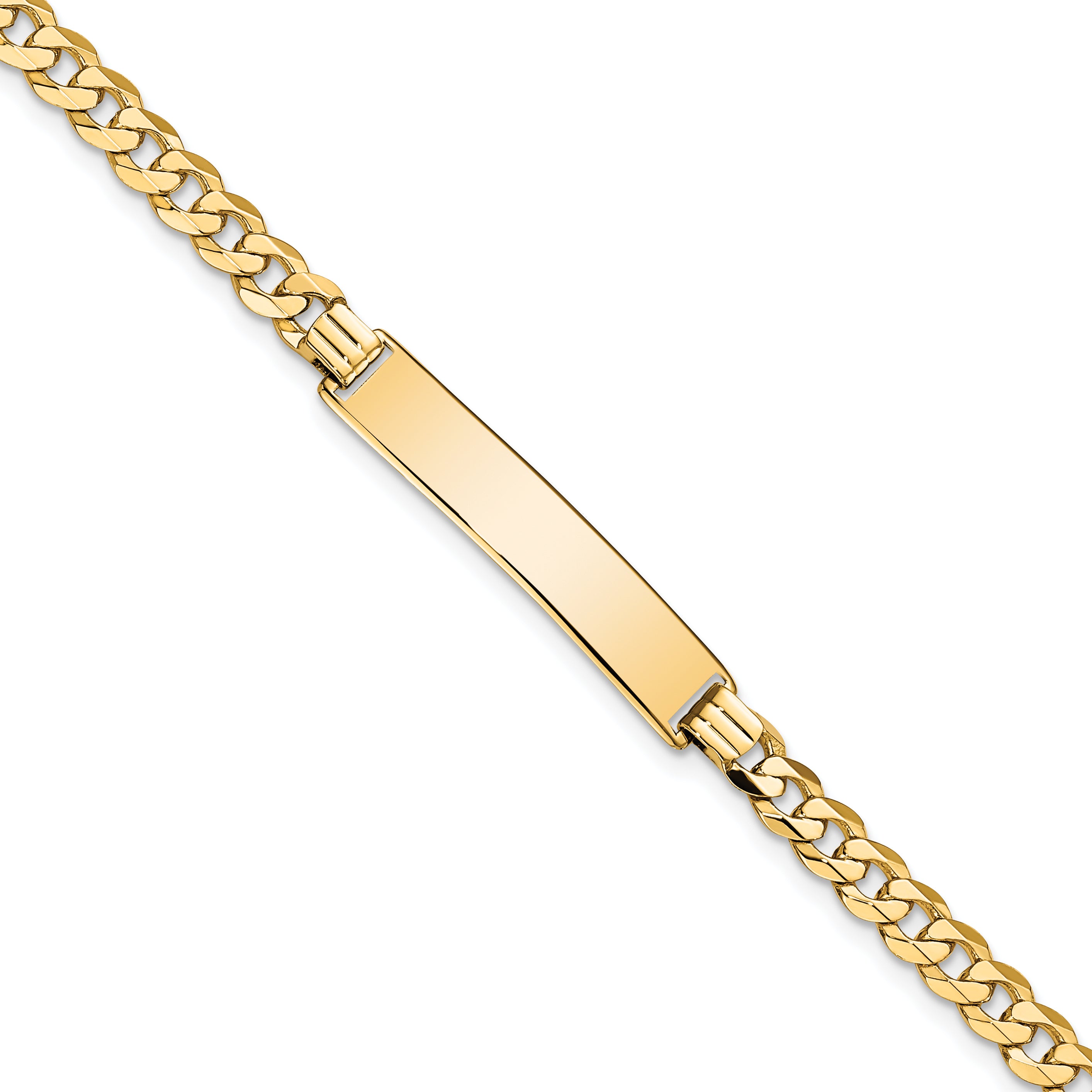 14K Flat Curb Link Id Bracelet