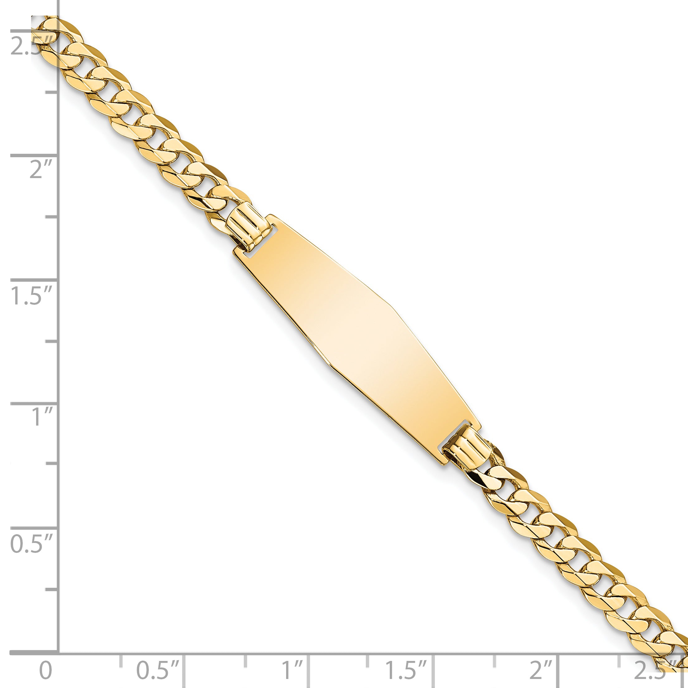 14K Soft Diamond Shape Flat Curb Link Id Bracelet