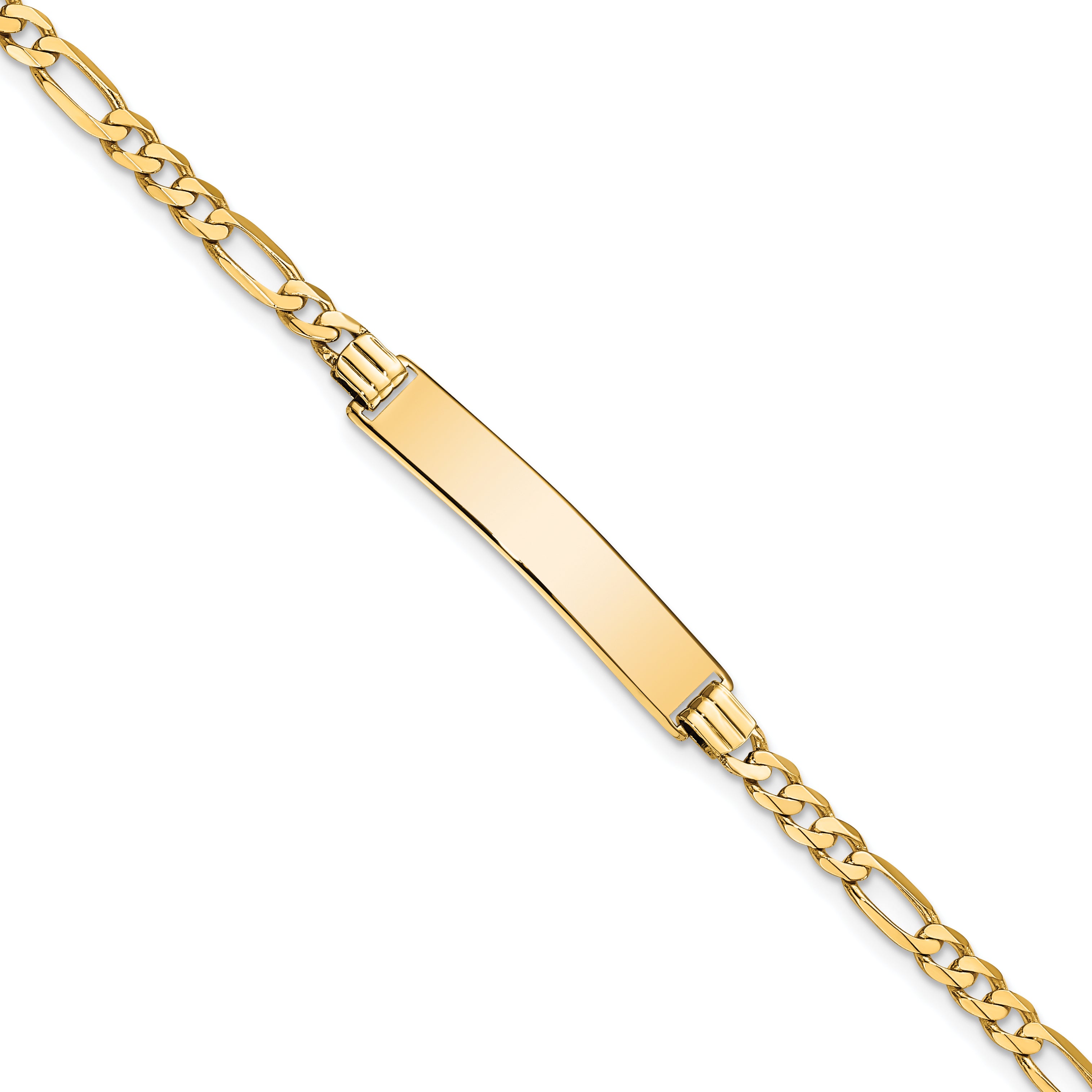 14K Flat Figaro Link Id Bracelet