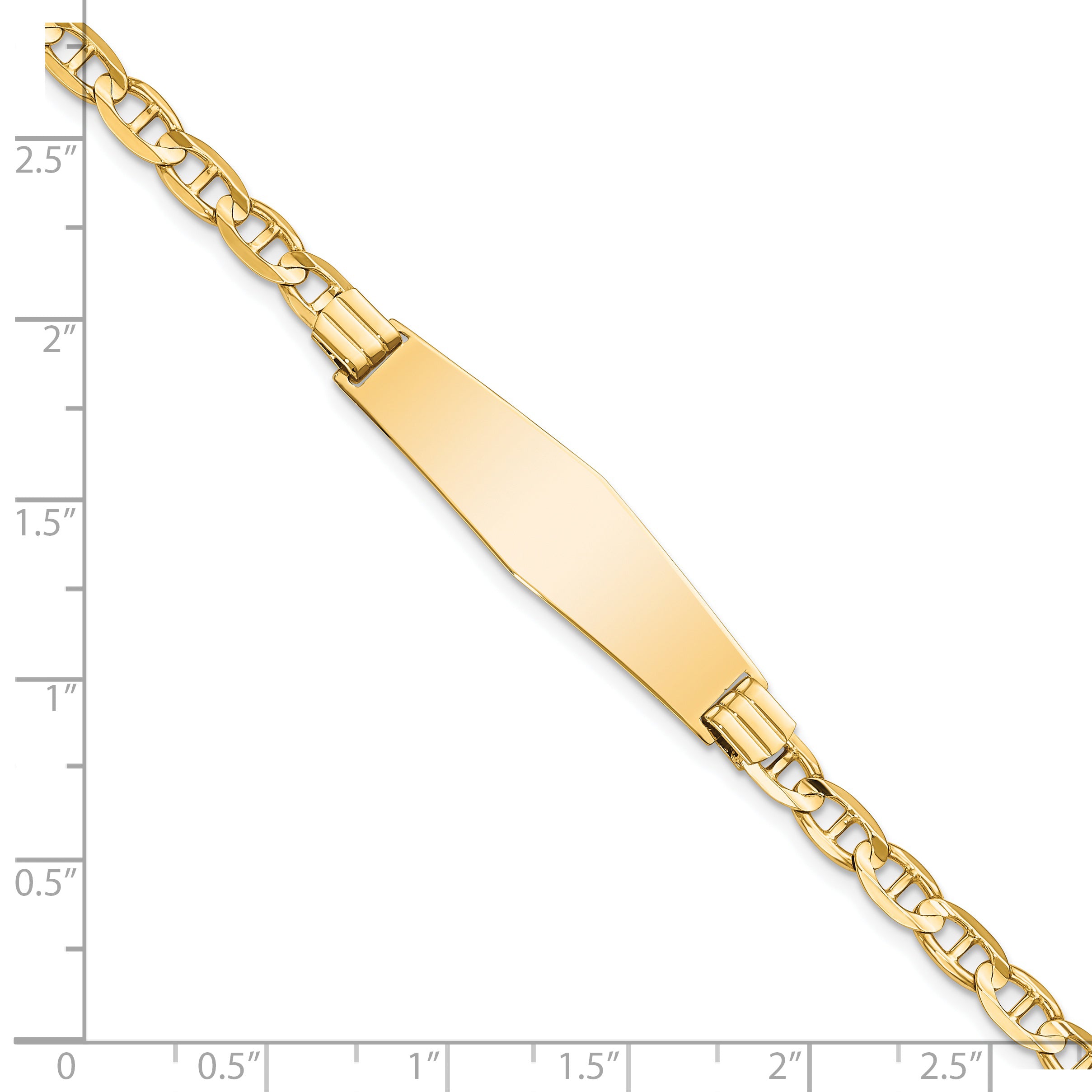 14K Anchor Link Soft Diamond Shape Id Bracelet