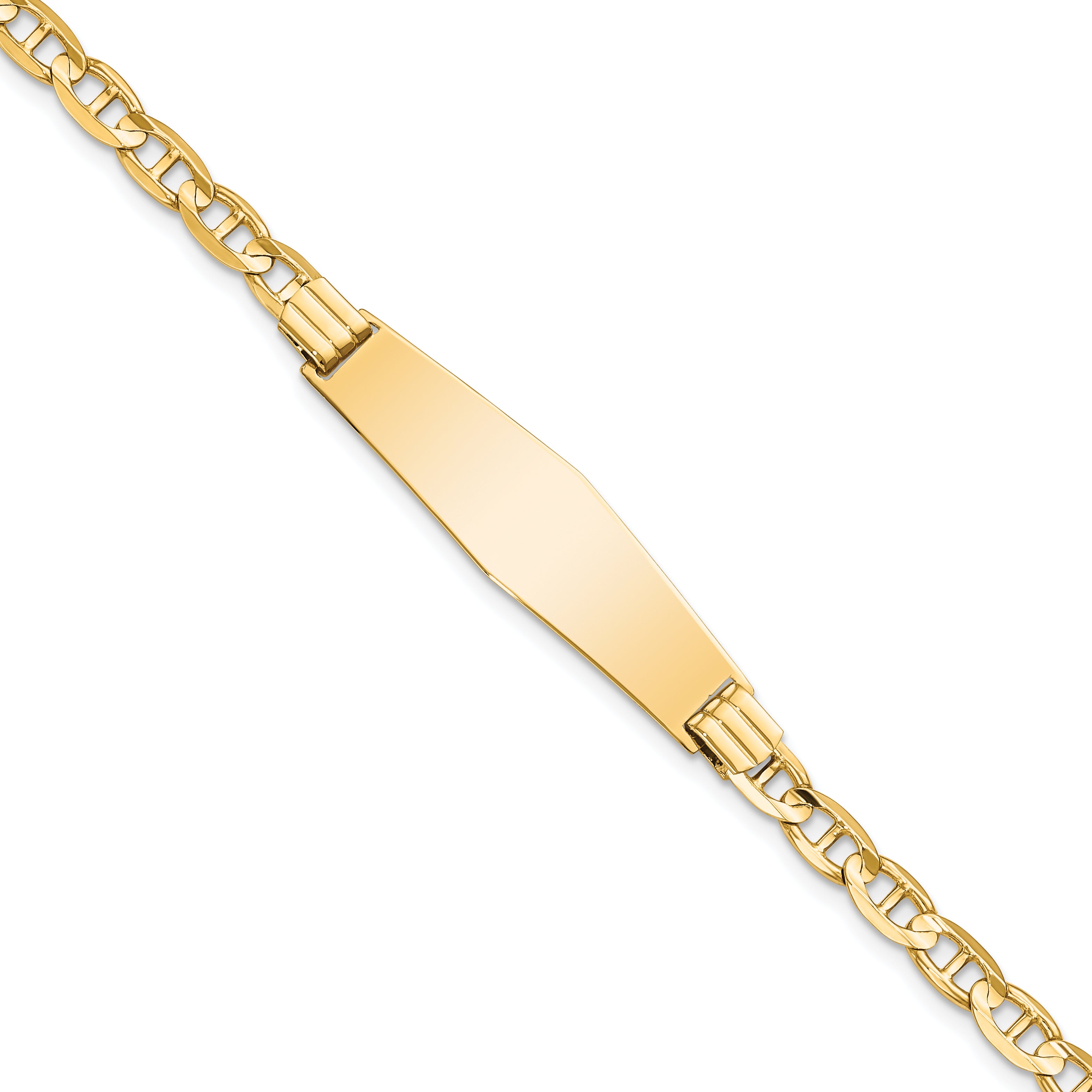 14K Anchor Link Soft Diamond Shape Id Bracelet