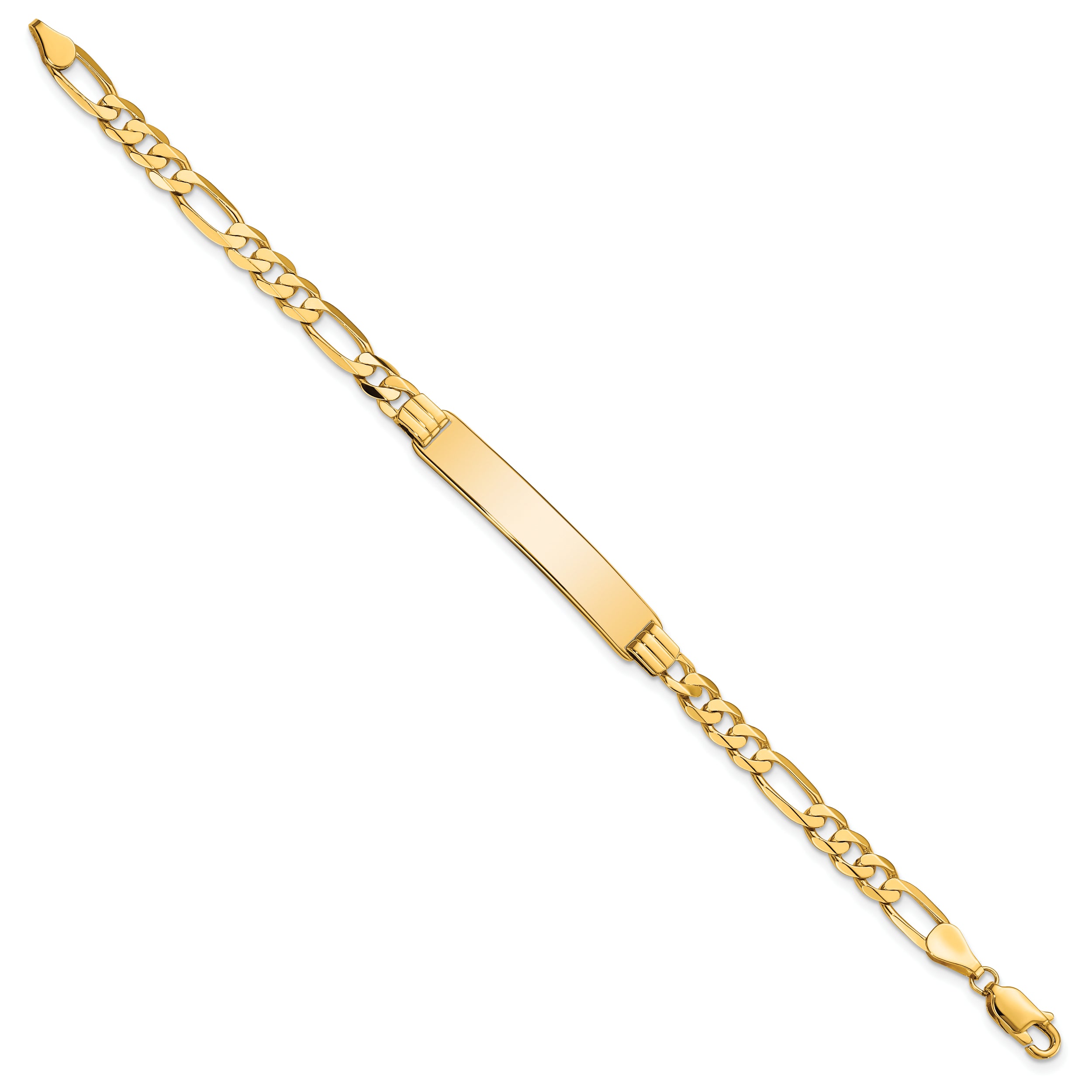 14K Flat Figaro Link Id Bracelet